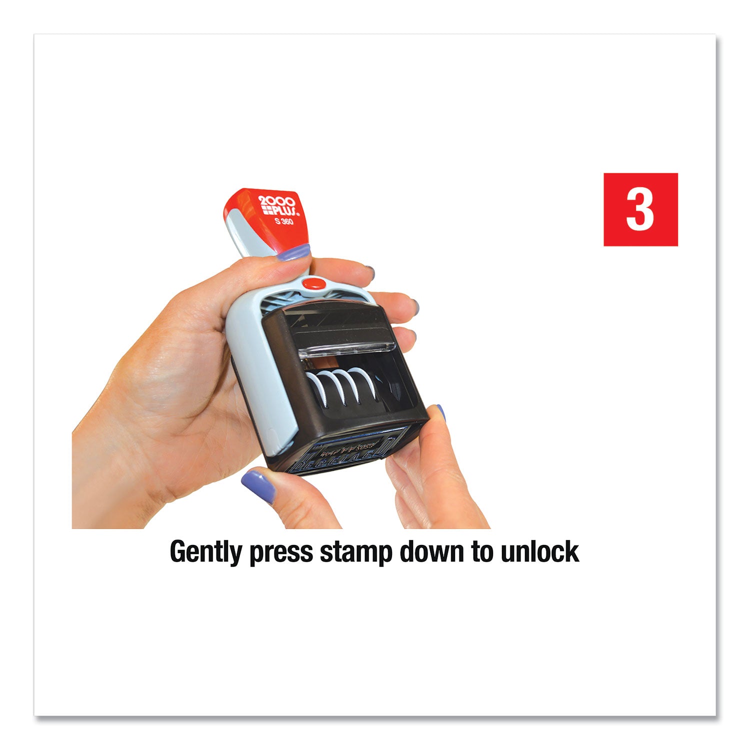 Model S 360 Self-Inking Two-Color Message Dater, 5 Years, Entered/faxed/paid/received, 1.81" X 1.25", Blue/red Ink