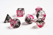 Sirius a Dice Pink, Clear, Black Resin Dice Set