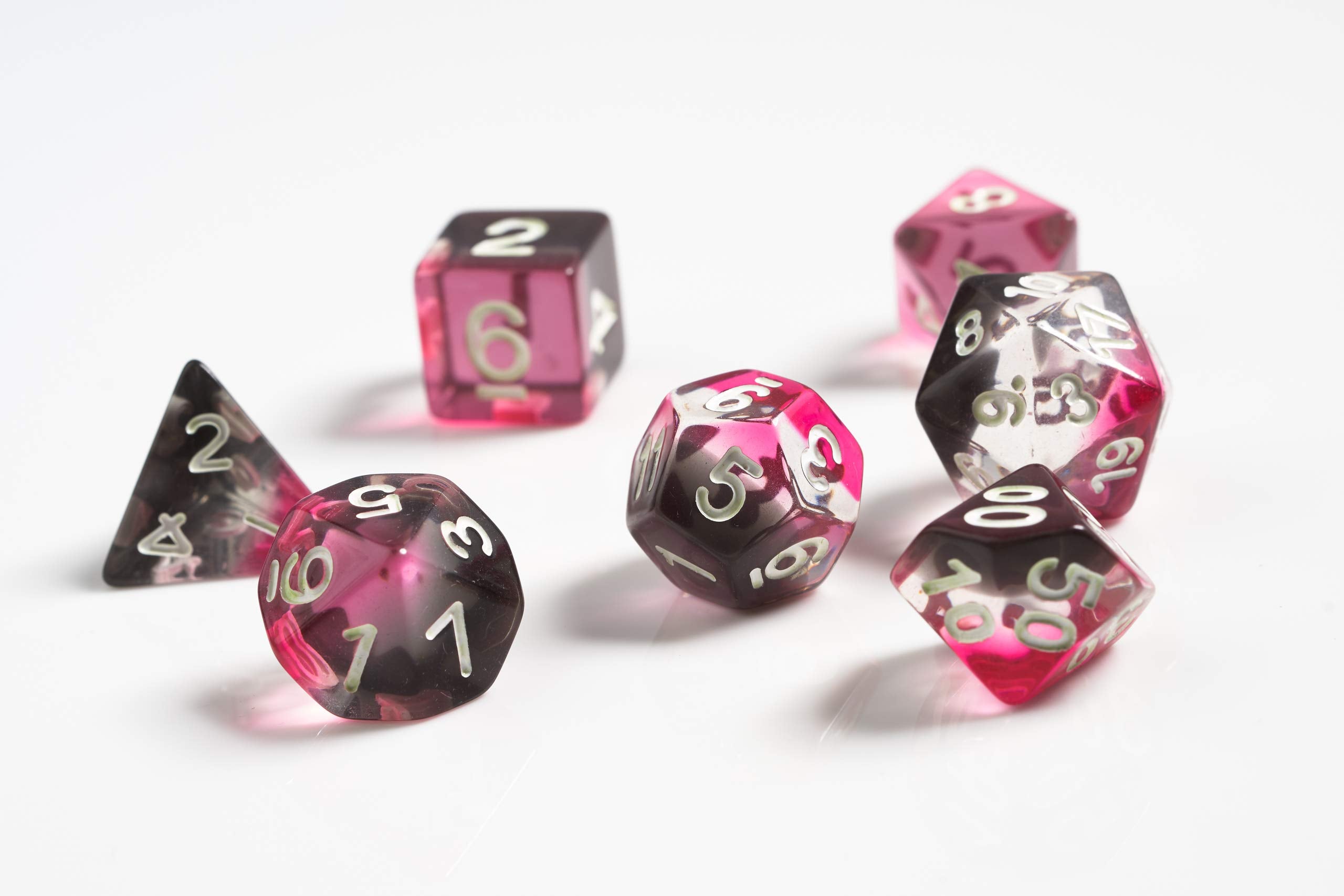 Sirius a Dice Pink, Clear, Black Resin Dice Set