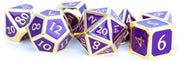 FanRoll 16mm Metal Polyhedral DND Dice Set: Gold w/Purple Enamel, Role Playing Game Dice for Dungeons and Dragons