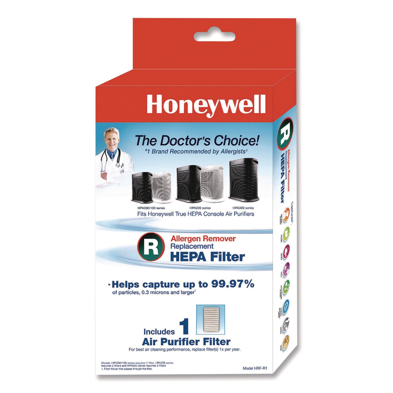 Honeywell HEPA Air Purifier R Filter - HEPA - For Air Purifier - Remove Allergens - 100% Particle Removal Efficiency - 0.30 &micro;m Particles - 10.3" Height x 1.6" Width x 6.5" Depth - 1 Each