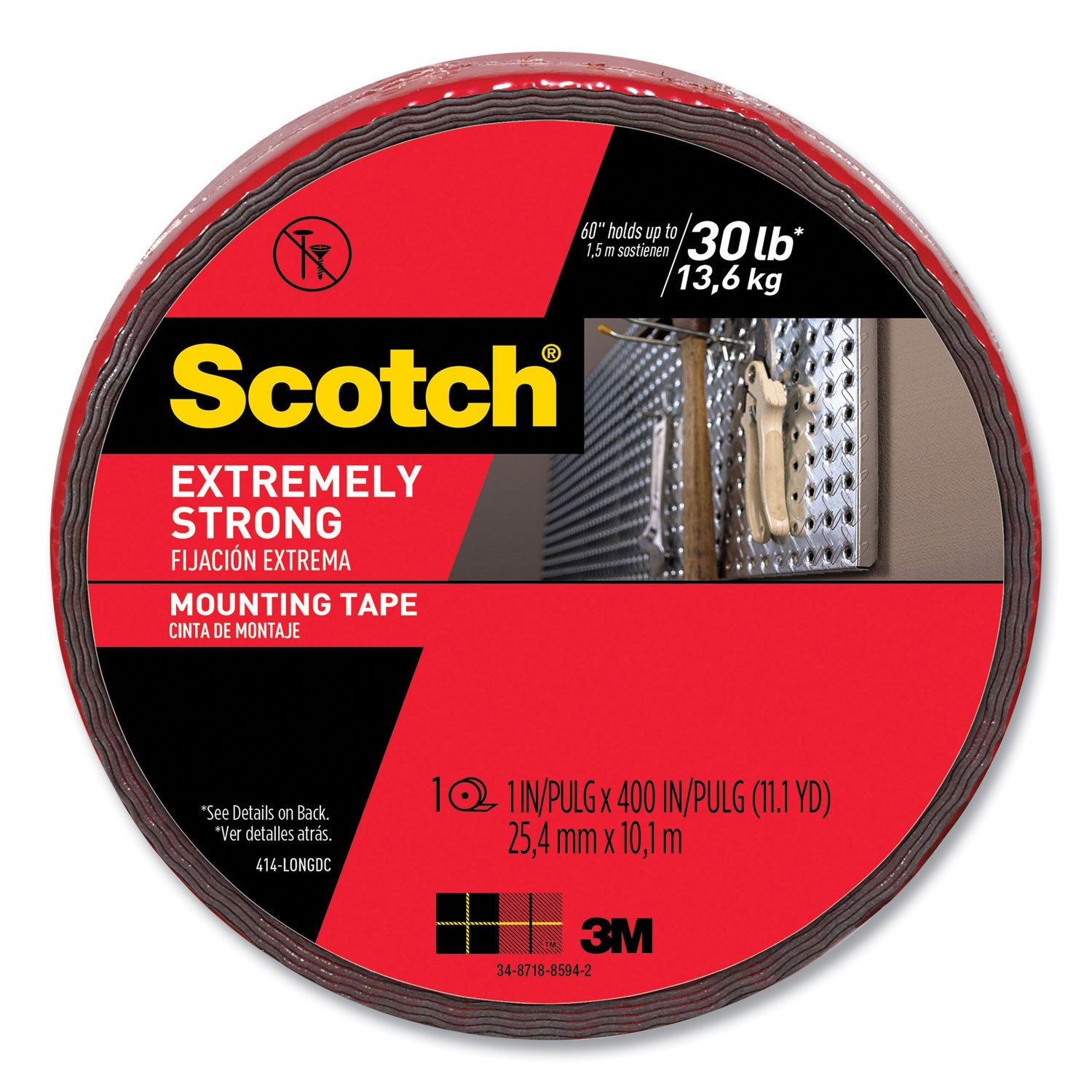 Extreme Mounting Tape, Permanent, Holds Up To 0.5 Lbs Per Inch, 1" X 11.1 Yds, Black