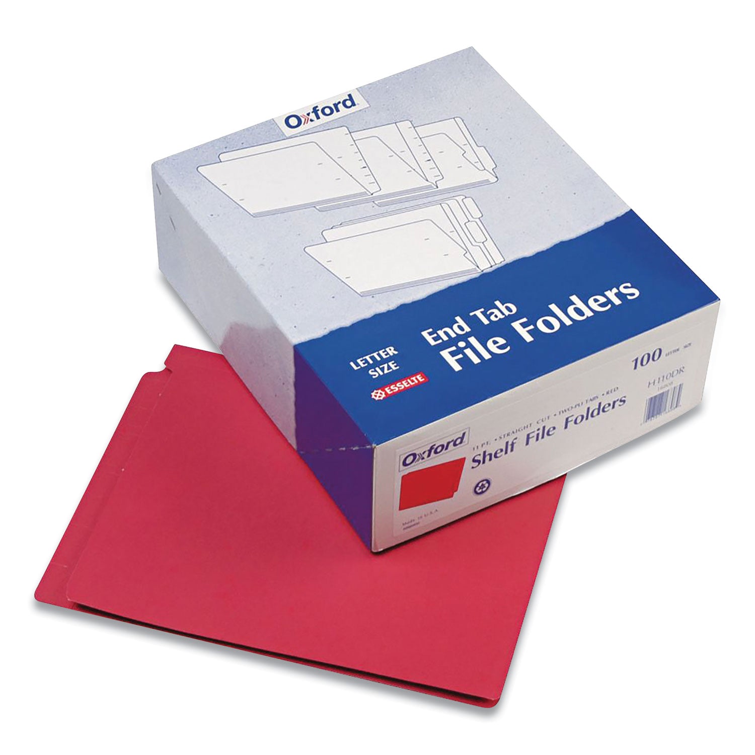 Pendaflex Letter Recycled End Tab File Folder - 8 1/2" x 11" - 11 pt. - 2 Plys - Red - Heavyweight Cover, Reinforced Tab - 10% Recycled - 100 / Box