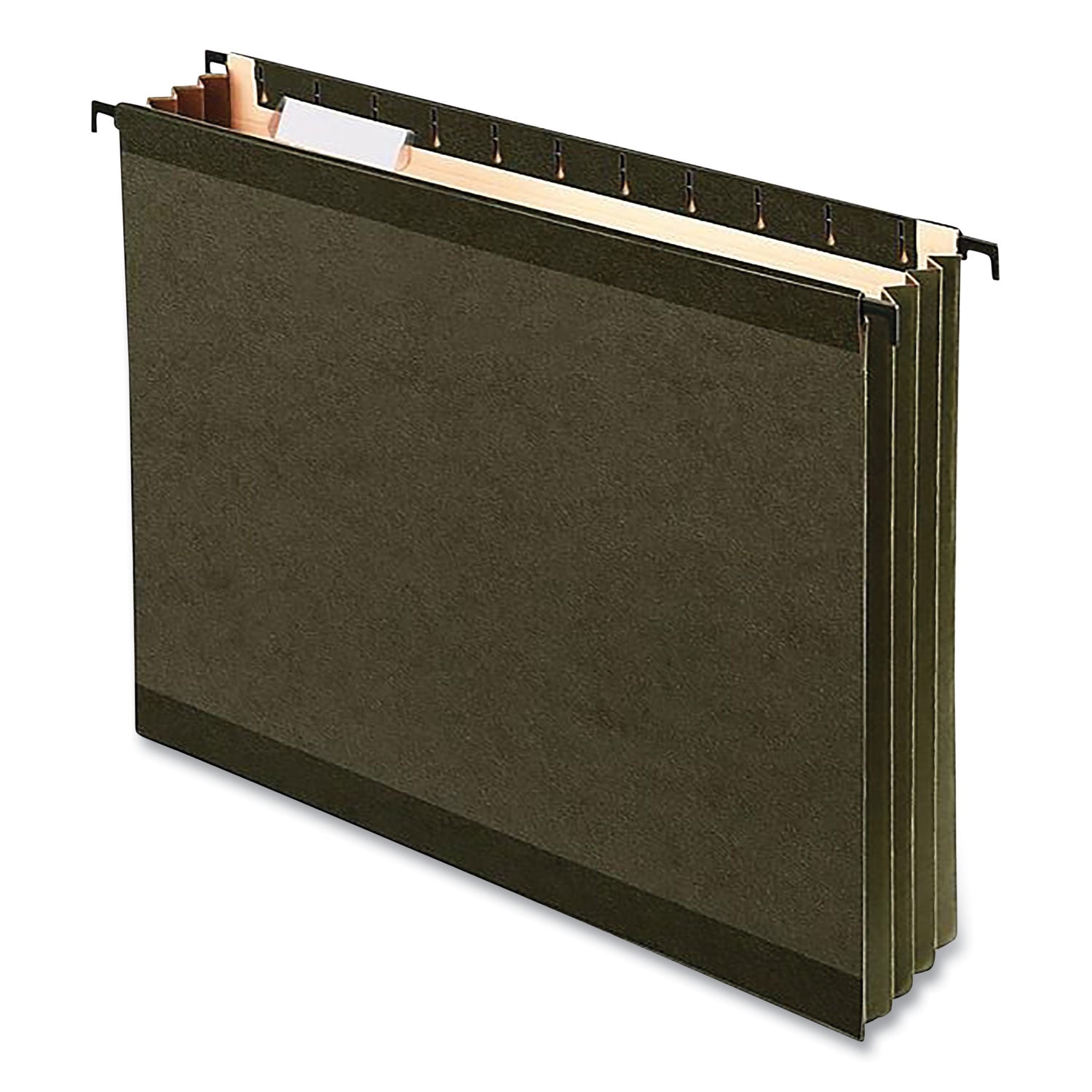 3 1/2" Folder Capacity - 8 1/2" x 14" - 3 1/2" Expansion - 11 pt. - Poly - Standard Green - Reinforced, Laminated, Acid-free, Built-in Tension Spring, Reinforced Top, Expandable Gusset - 10% Recycled - 4 / Pack