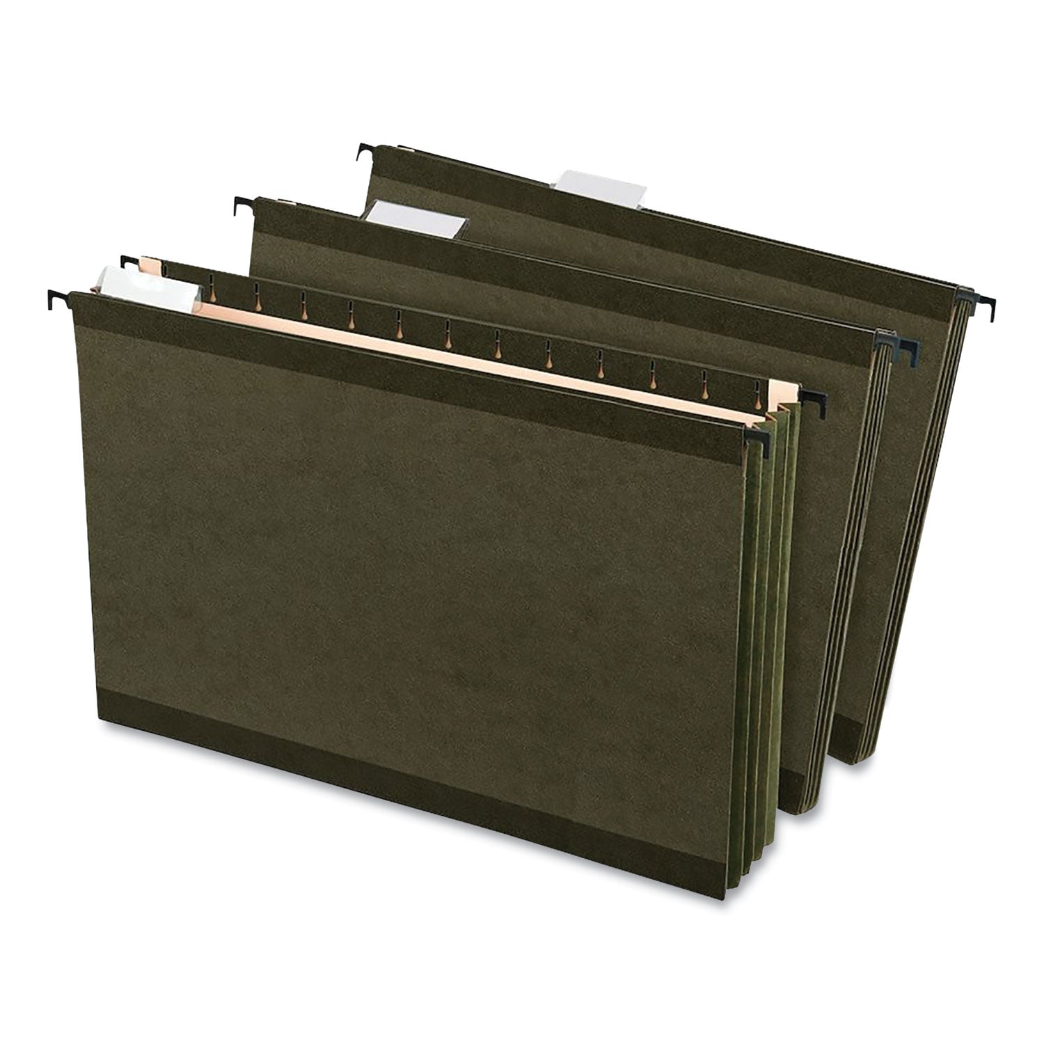 3 1/2" Folder Capacity - 8 1/2" x 14" - 3 1/2" Expansion - 11 pt. - Poly - Standard Green - Reinforced, Laminated, Acid-free, Built-in Tension Spring, Reinforced Top, Expandable Gusset - 10% Recycled - 4 / Pack
