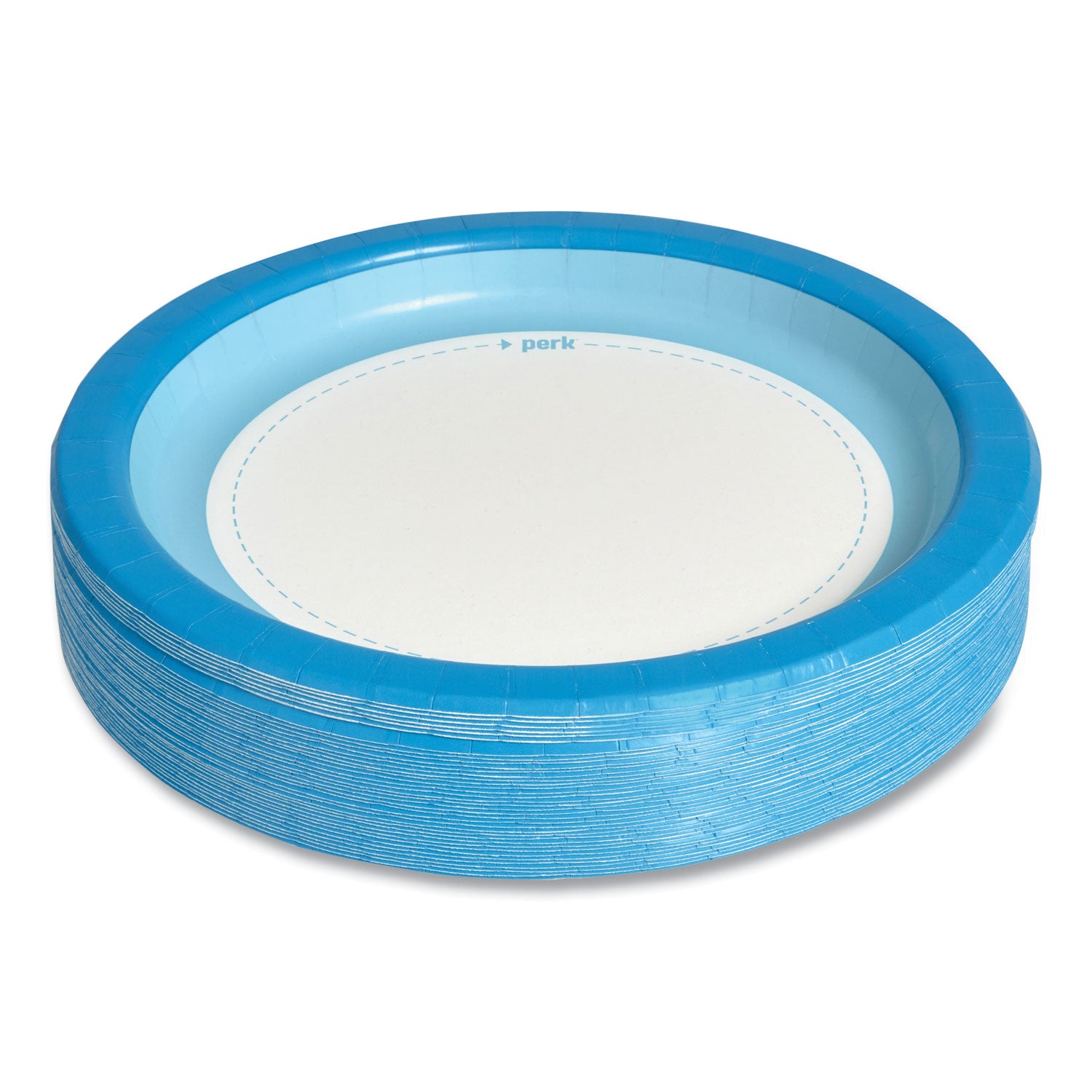 Heavy-Weight Paper Plates, 10" dia, White/Blue, 125/Pack