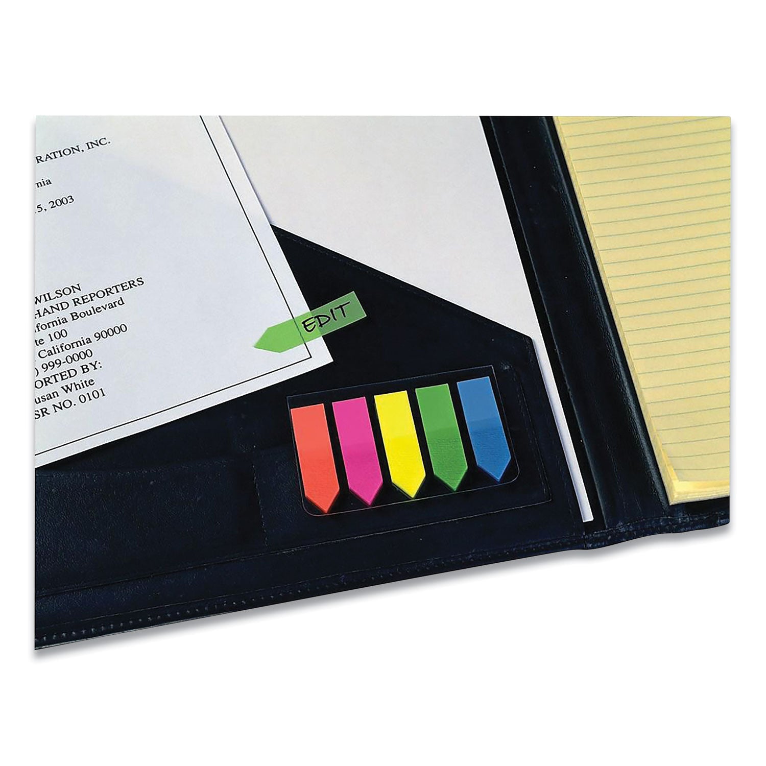 25 x Neon Blue, 25 x Lime, 25 x Lemon, 25 x Pink, 25 x Tangerine - 29/64" Flag/Note Width x 1 3/4" Flag/Note Length - Arrow - Assorted - Removable, See-through, Self-adhesive - Dispenser Included - 1 Pack