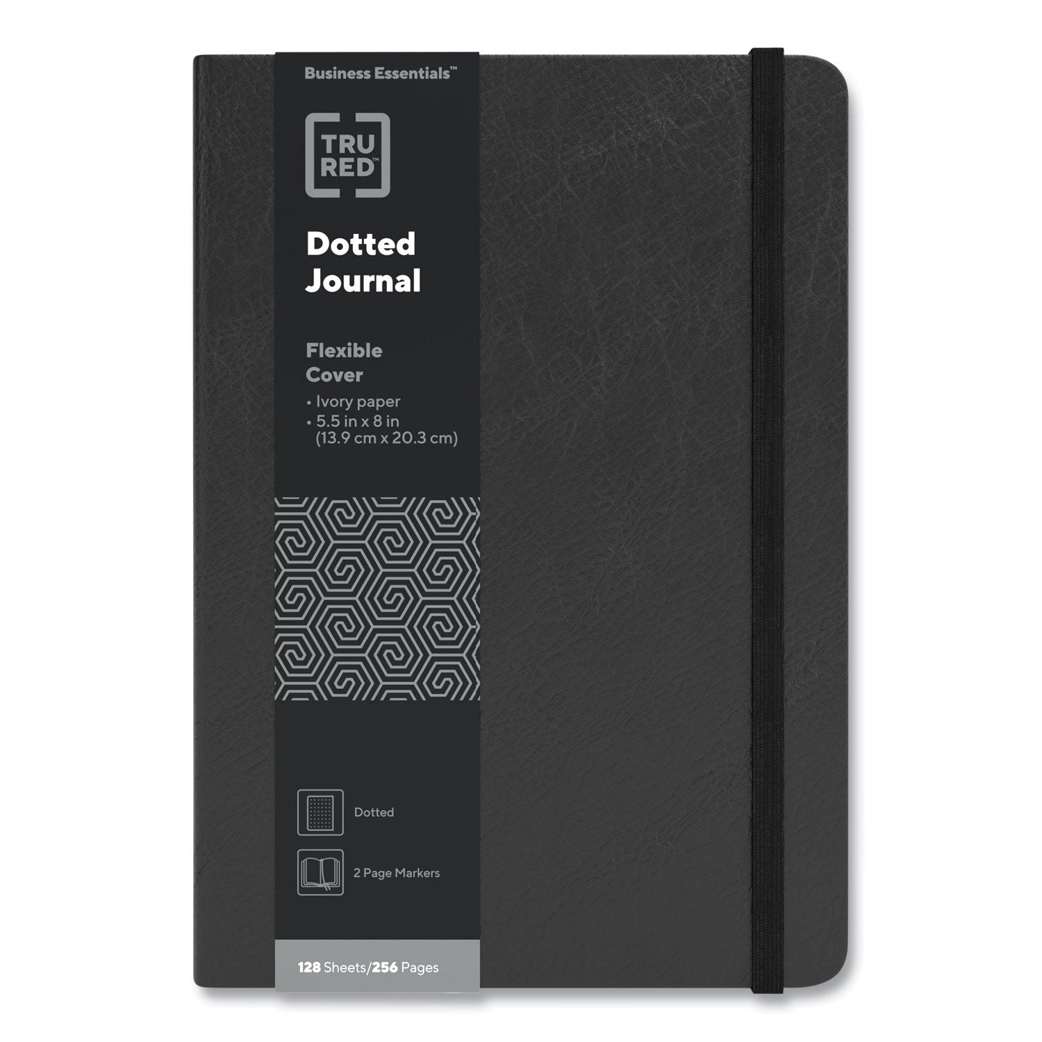 Flexible-Cover Business Journal with Elastic Closure, 1-Subject, Dotted Rule, Black Cover, (128) 8 x 5.5 Sheets