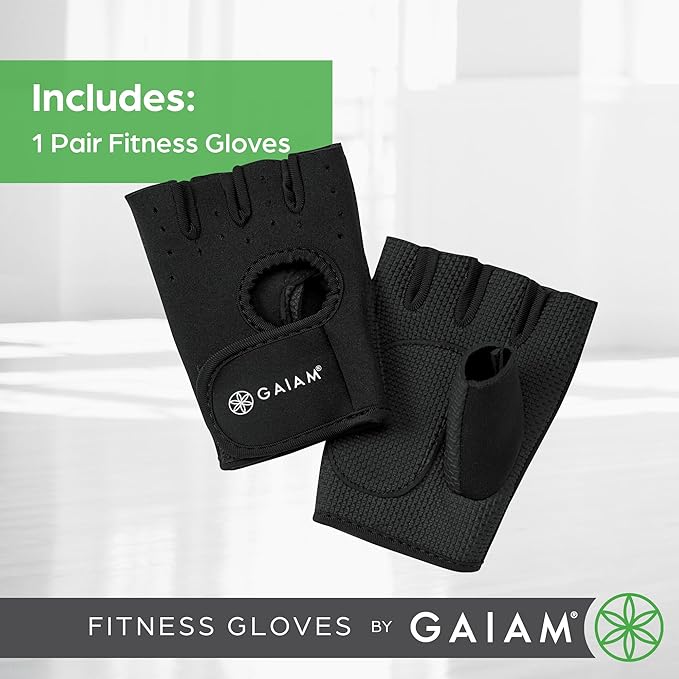 Gaiam Fitness Fingerless Gloves for Men & Women, Small-Medium