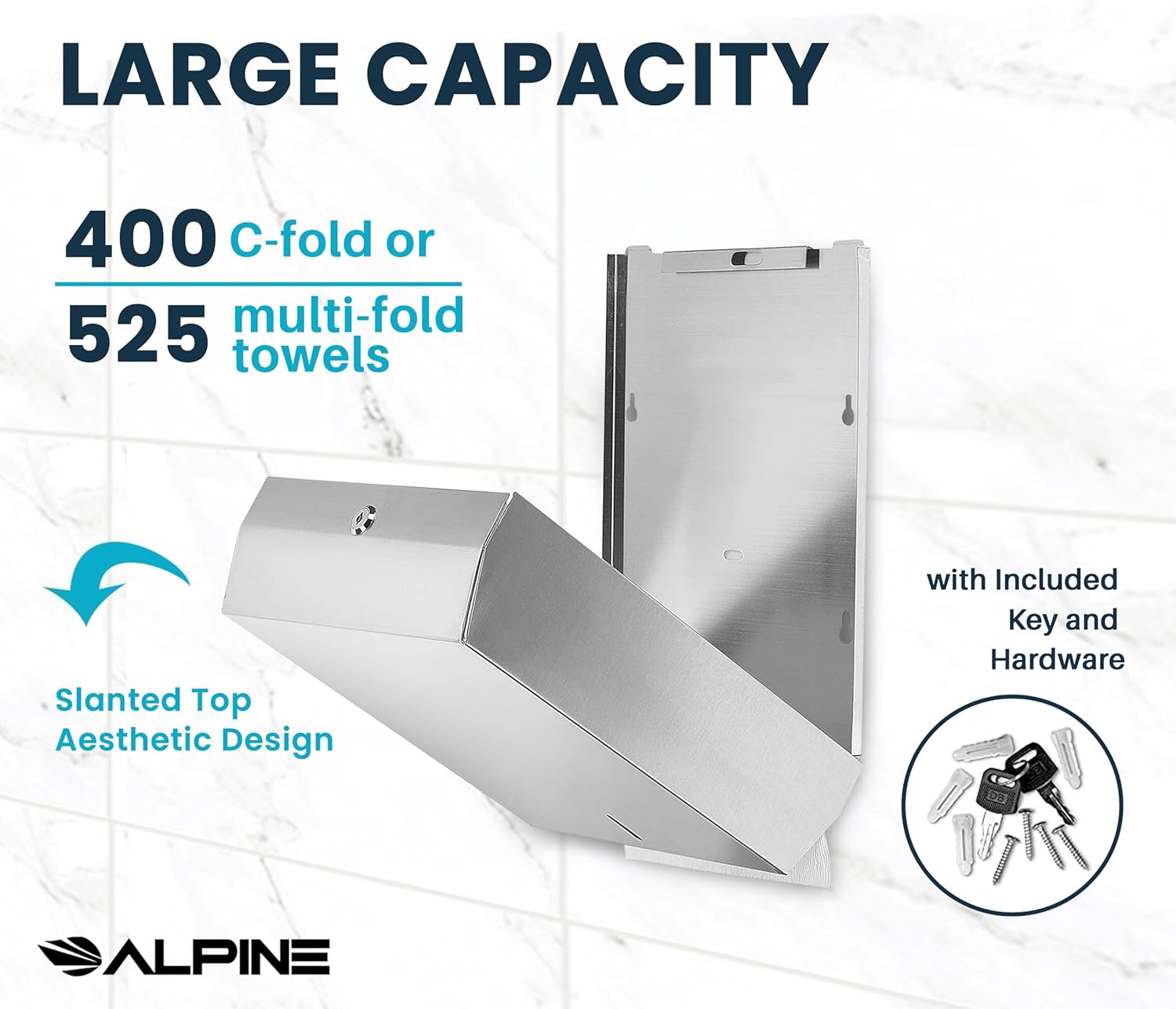 Stainless Steel Brushed C-Fold/Multi-Fold Paper Towel Dispenser 2 Pack