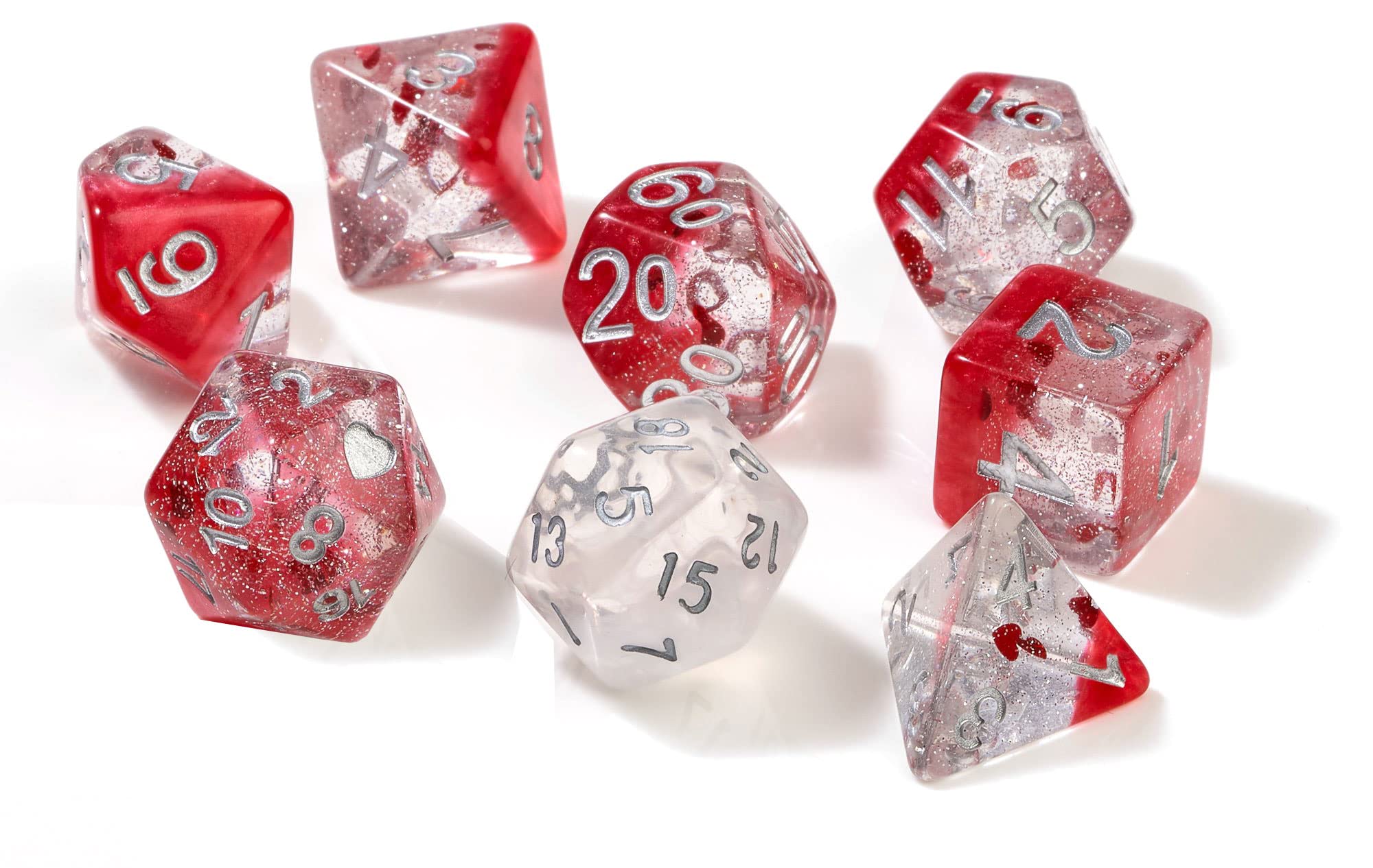Poly Set - Hearts w/Silver (7)