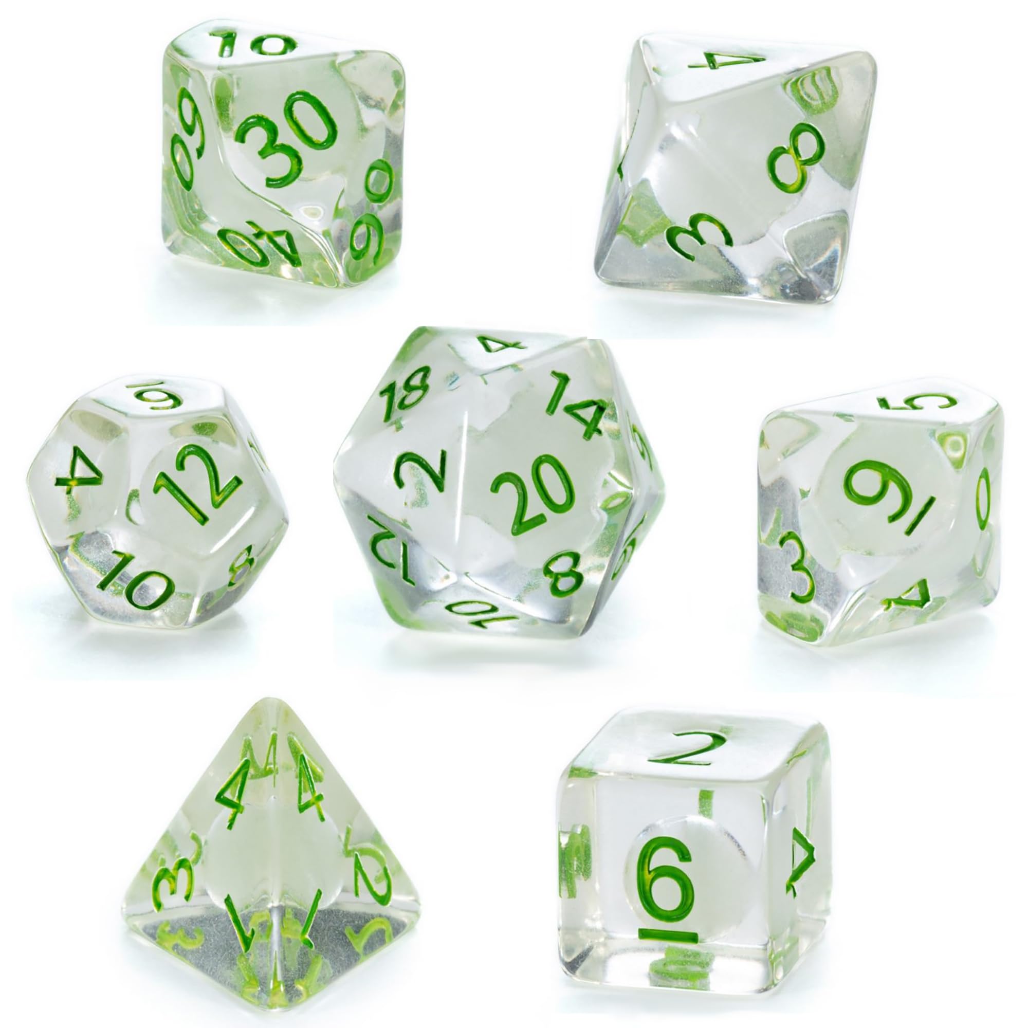 7-Set Cube Radiant: Glow-in-the-Dark Firefly Dice (7)