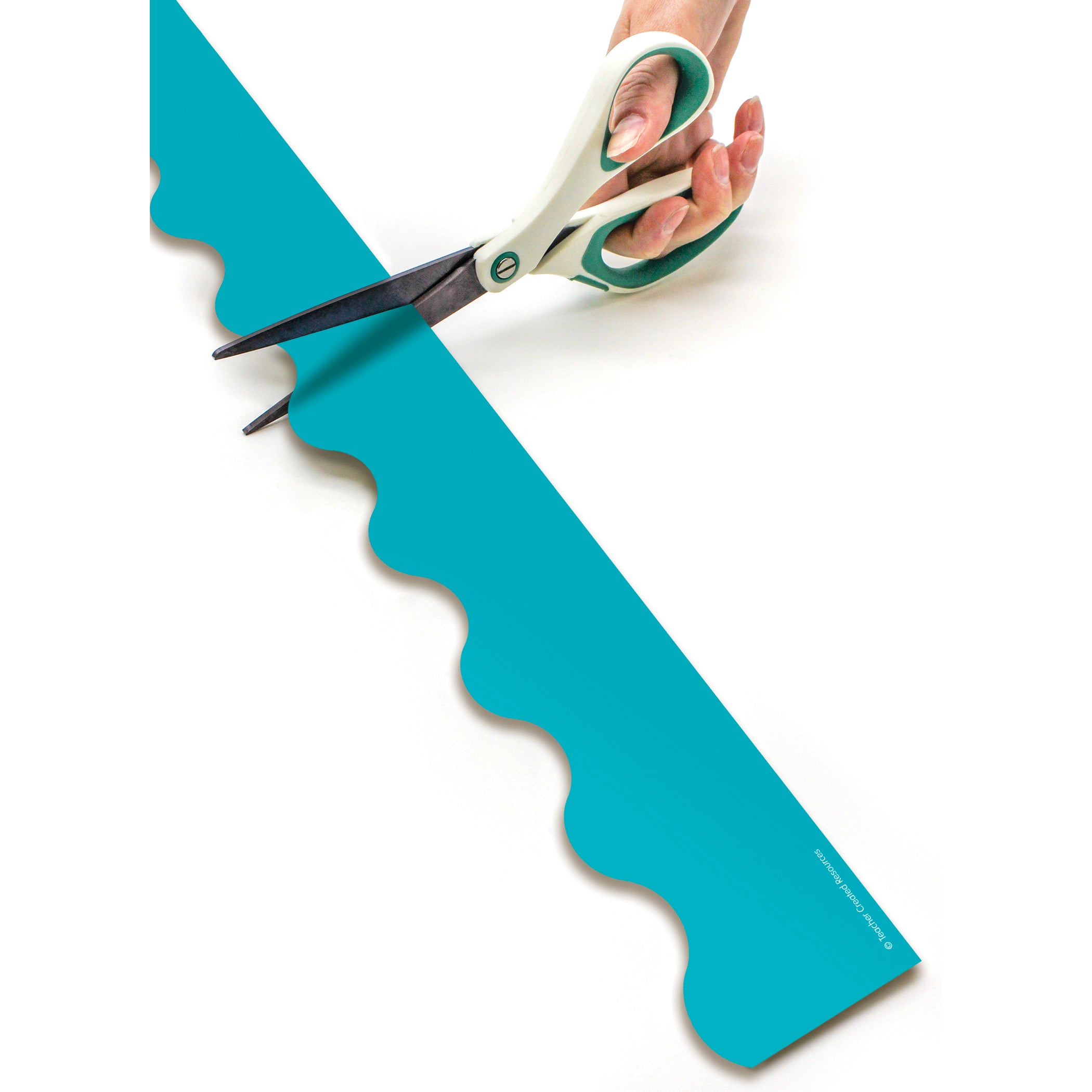 Teal Scalloped Rolled Border Trim, 50 Feet
