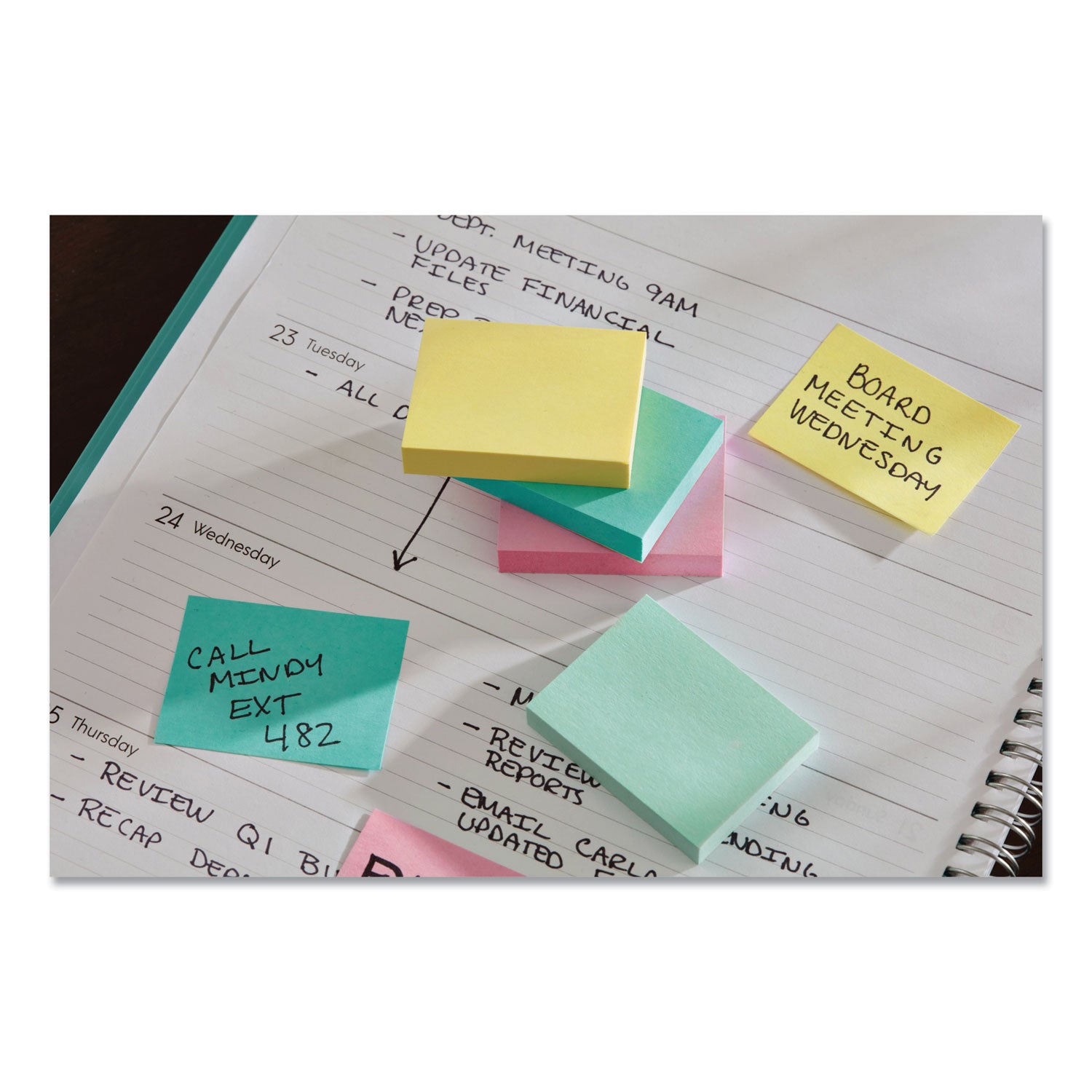Post-it Notes Beachside Café Color Collection, 1 3/8" x 1 7/8", 100 Sheets per Pad, 12 Pads per Pack, 1200 Notes, Fresh Mint, Aqua Splash, Sunnyside, Papaya Fizz, Guava, Self-adhesive, Repositionable