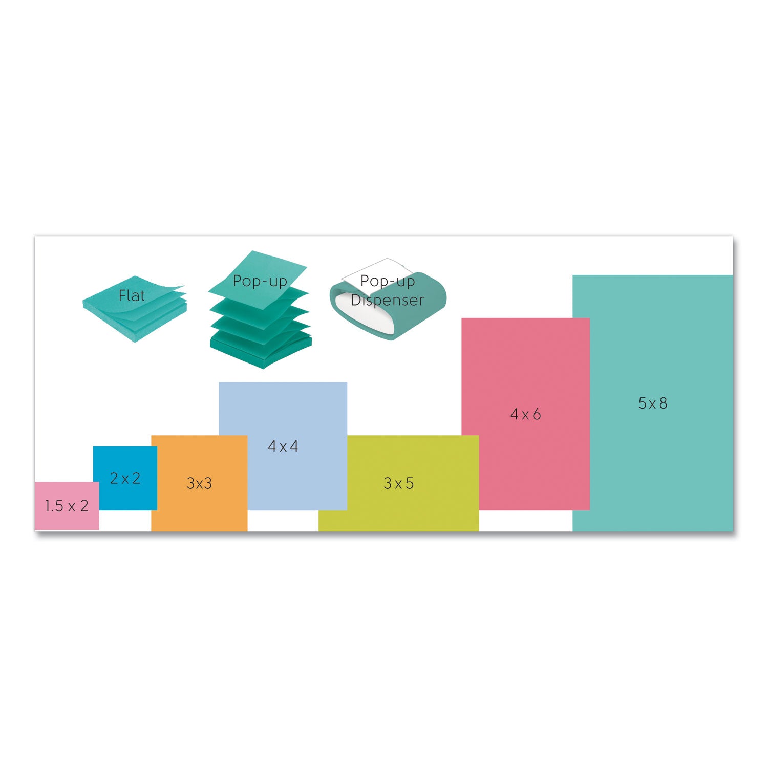 Post-it Notes Beachside Café Color Collection, 1 3/8" x 1 7/8", 100 Sheets per Pad, 12 Pads per Pack, 1200 Notes, Fresh Mint, Aqua Splash, Sunnyside, Papaya Fizz, Guava, Self-adhesive, Repositionable