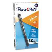 Paper Mate InkJoy Gel Pen - 0.7 mm Pen Point - Retractable - Black Ink - Gel-based - Black Barrel - 1 Dozen