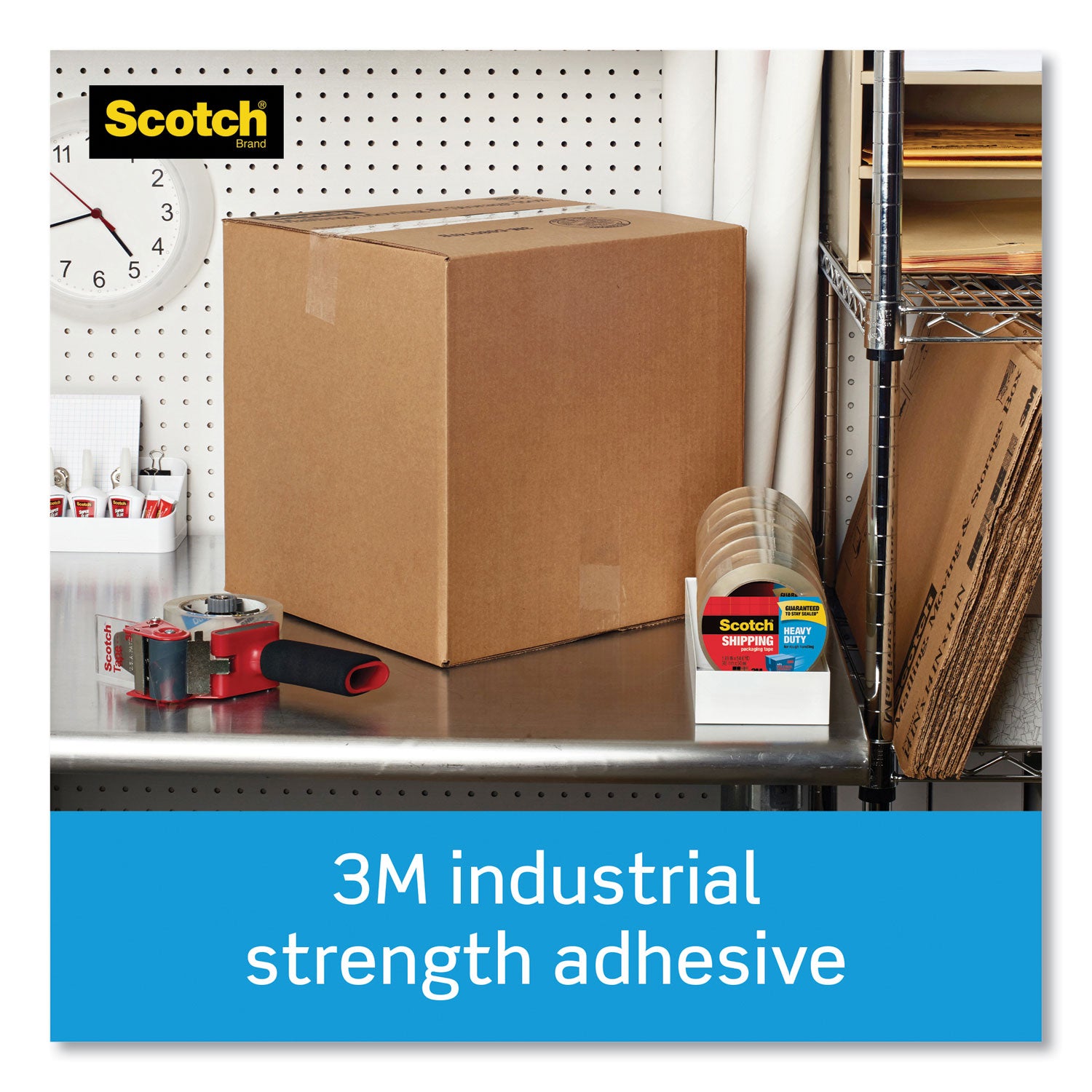 Scotch Heavy-Duty Shipping/Packaging Tape, 1.88" x 54.60 yd, 3.1 mil Thickness, 3" Core, Clear, 6 Pack