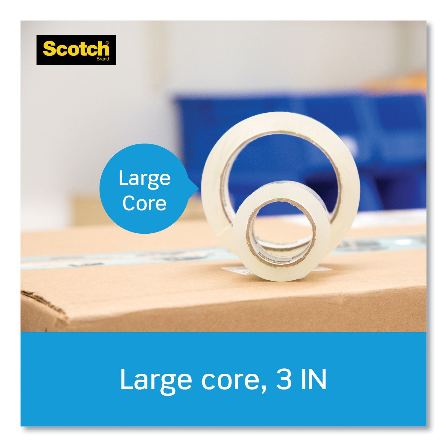 Scotch Heavy-Duty Shipping/Packaging Tape, 1.88" x 54.60 yd, 3.1 mil Thickness, 3" Core, Clear, 6 Pack
