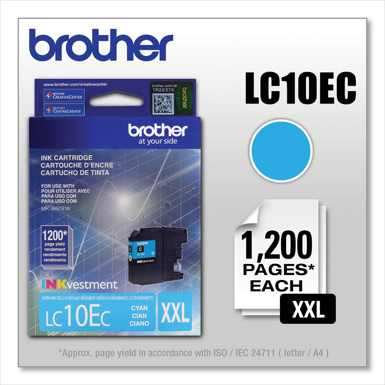 Brother LC-10EC Original Inkjet Ink Cartridge - Cyan - 1 Each