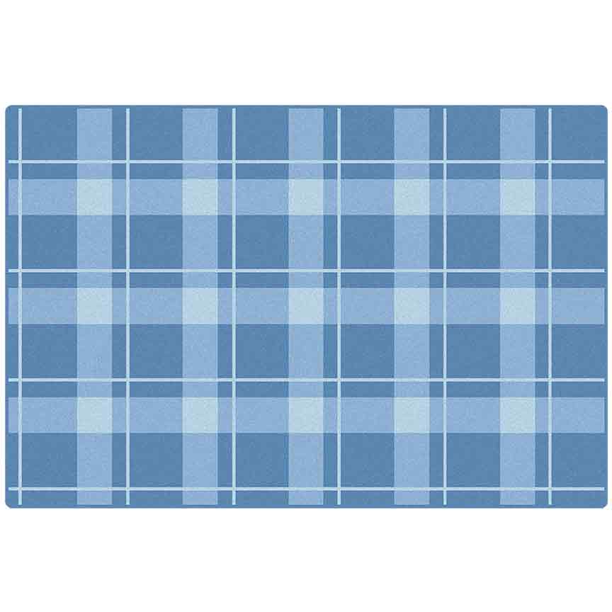 Blue Plaid Decorative Rug  - 4ft x 6ft - Rectangle - Blue