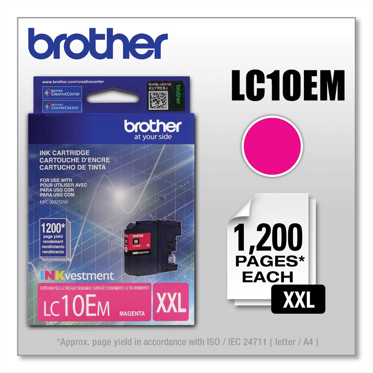 Brother LC-10EM Original Inkjet Ink Cartridge - Magenta - 1 Each