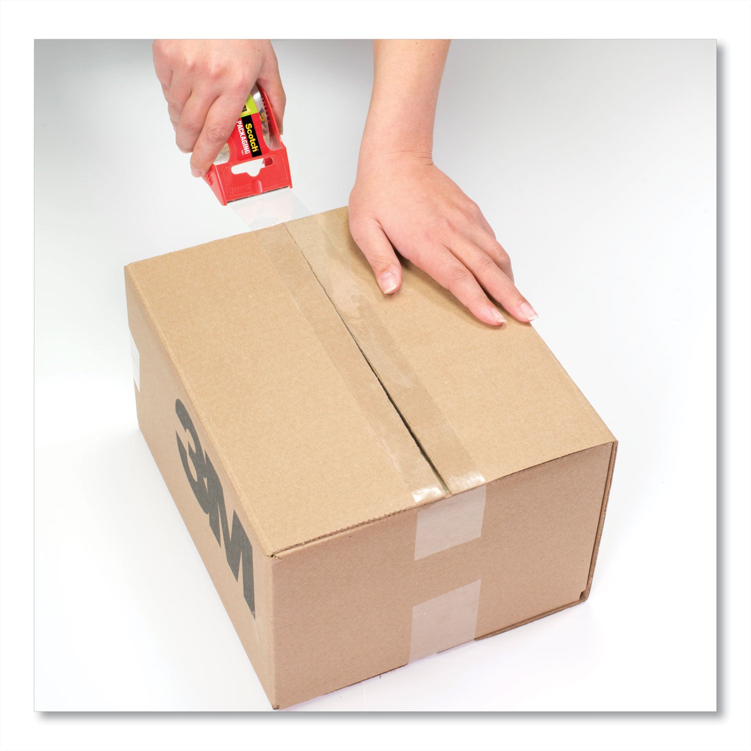 Scotch Sure Start Packaging Tape - 38.20 yd Length x 1.88" Width x 2.6 mil Thickness - 3" Core - Clear - Synthetic Rubber Backing - Dispenser Included - Handheld Dispenser - Breakage Resistance - For Mailing, Moving, Packing, Sealing - 1 Roll