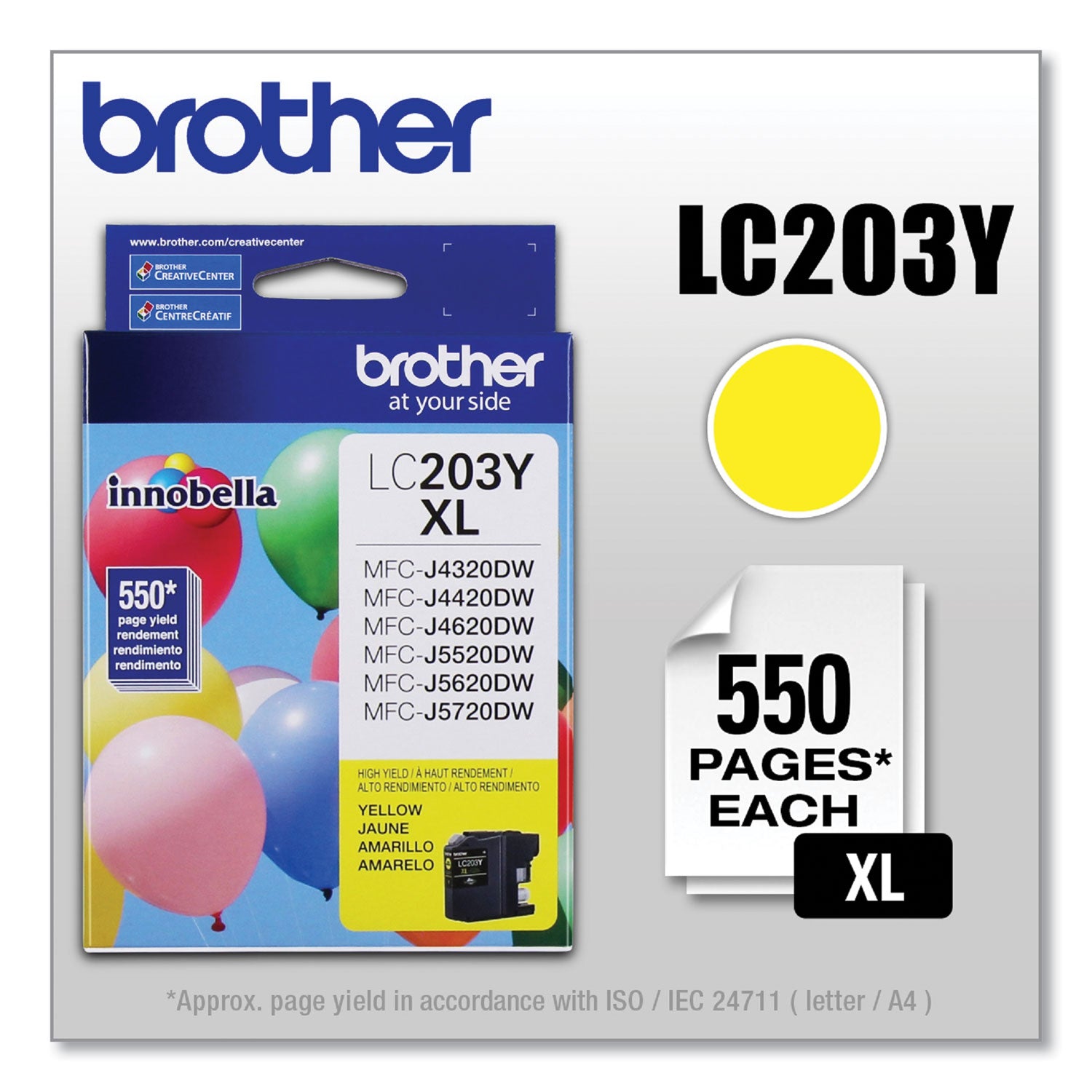 Brother Innobella LC203Y High Yield Inkjet Ink Cartridge - Yellow - 1 Each