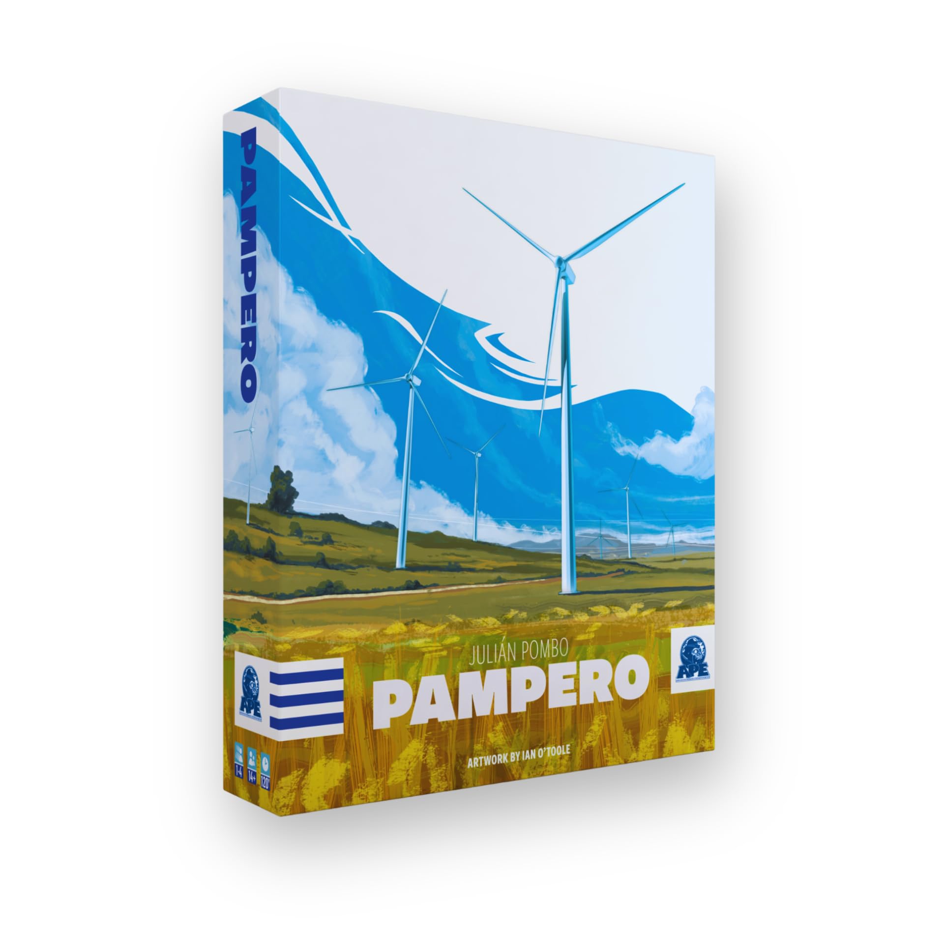APE Games Pampero: A Clean Energy Game | Base Game | Strategy Board Game for Adults and Family | Ages 14+ | for 1 to 4 Players | Average Playtime 60-150 Minutes | Made Uruguay | Julián Pombo
