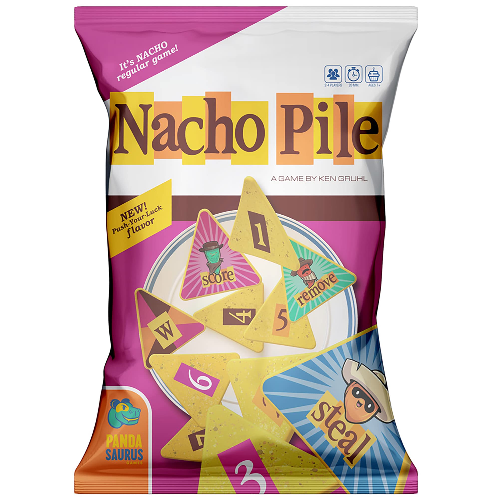 Nacho Pile Party Game - Fast-Paced Game of Chip-Stacking Fun! Push-Your-Luck Strategy Game, Fun Family Game for Kids and Adults, Ages 7+, 2-4 Players, 20 Minute Playtime, Made by Pandasaurus Games