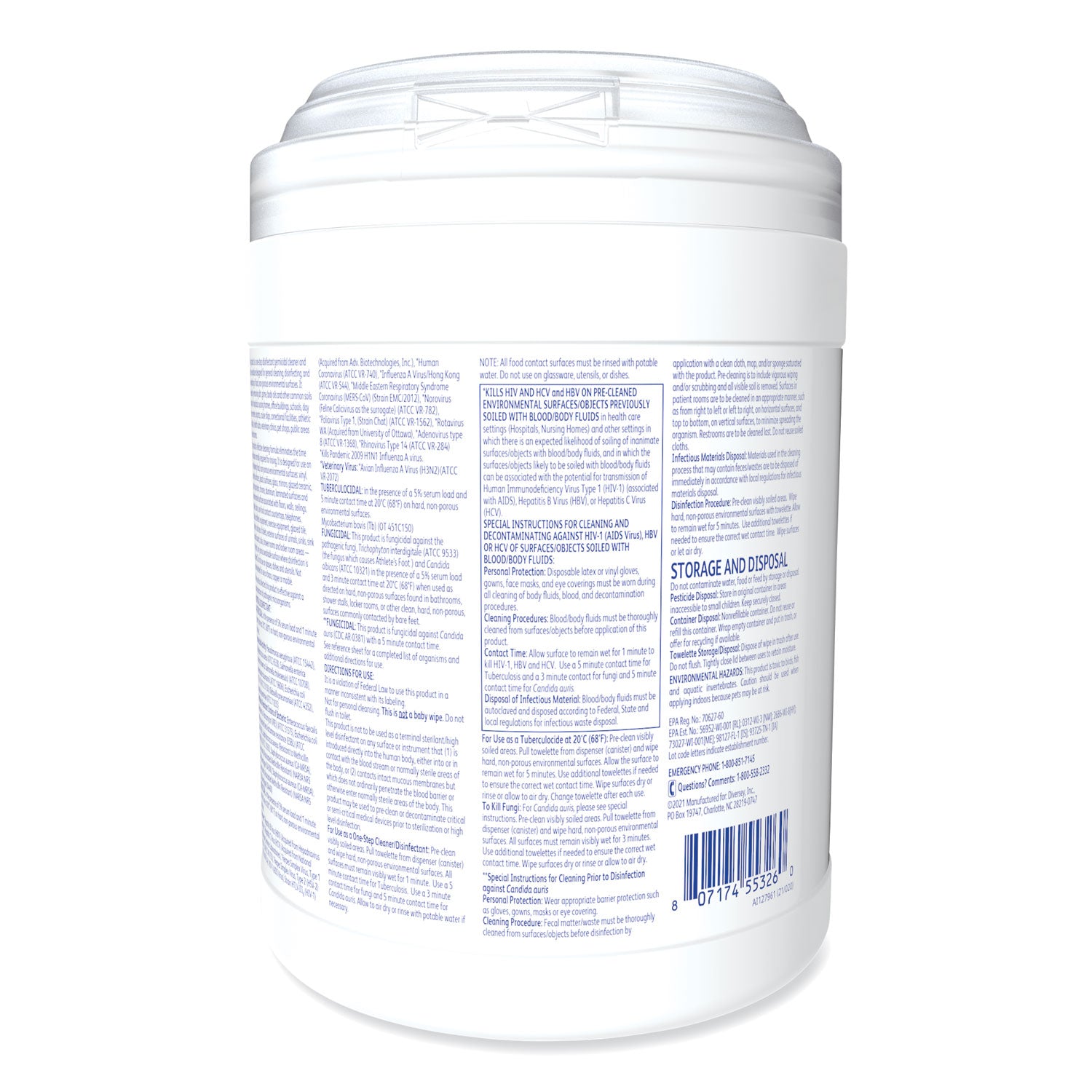 Ready-To-Use - 28.80 oz (1.80 lb) - Virucidal, Bactericide, Tuberculocide, Fungicide, VOC-free, Fragrance-free, NPE-free, Color-free, Disinfectant, Non-irritating - 160/Tub - 4 / Carton