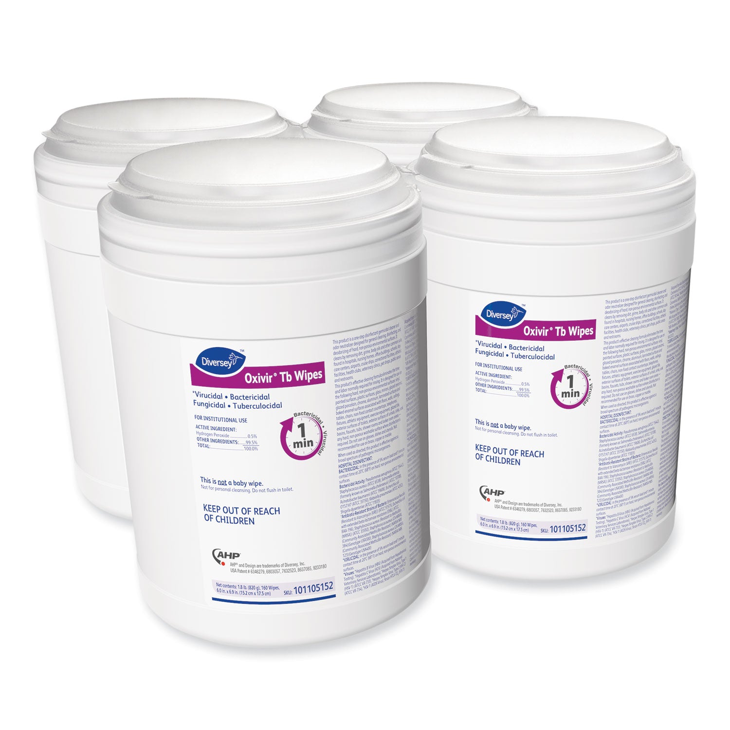 Ready-To-Use - 28.80 oz (1.80 lb) - Virucidal, Bactericide, Tuberculocide, Fungicide, VOC-free, Fragrance-free, NPE-free, Color-free, Disinfectant, Non-irritating - 160/Tub - 4 / Carton