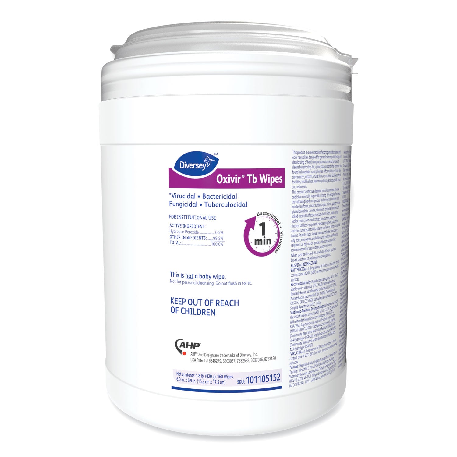 Ready-To-Use - 28.80 oz (1.80 lb) - Virucidal, Bactericide, Tuberculocide, Fungicide, VOC-free, Fragrance-free, NPE-free, Color-free, Disinfectant, Non-irritating - 160/Tub - 4 / Carton