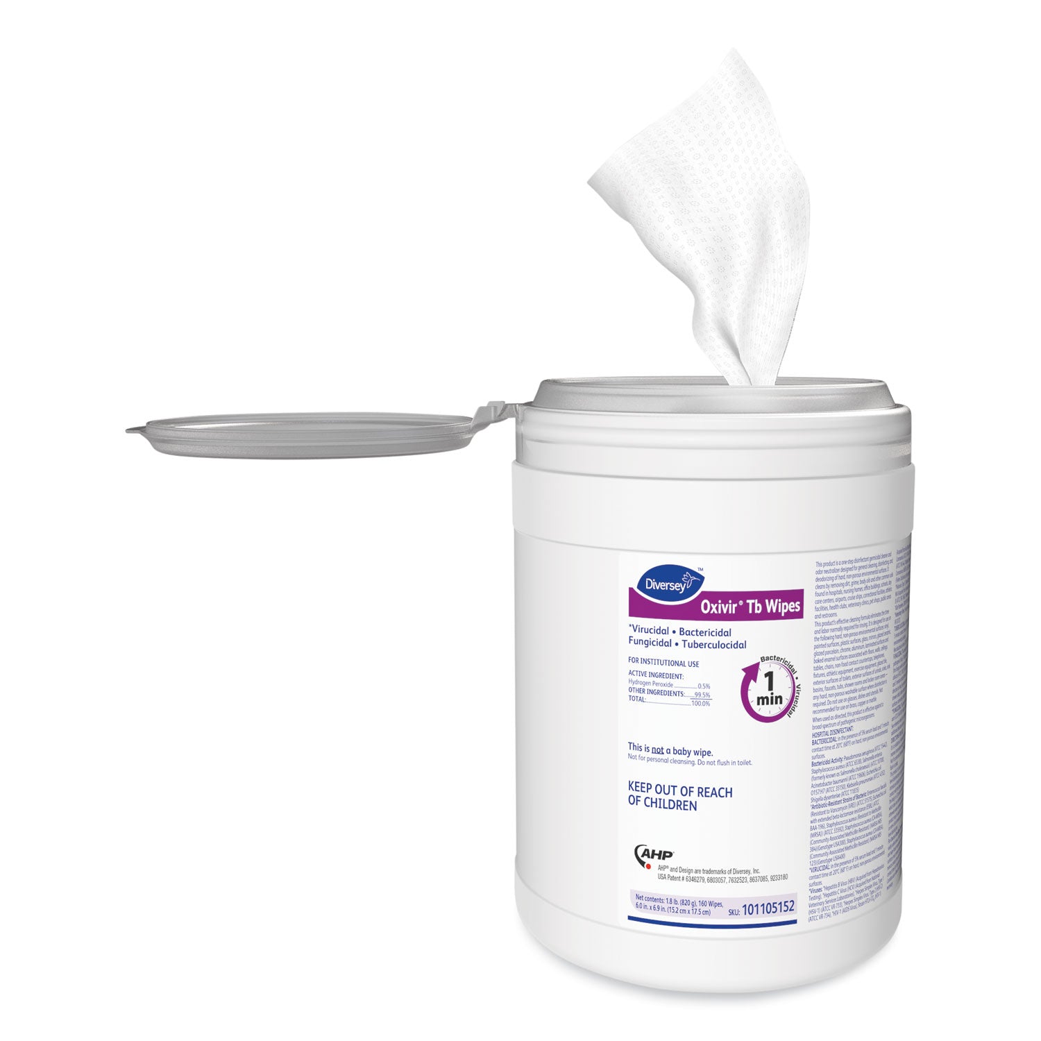 Ready-To-Use - 28.80 oz (1.80 lb) - Virucidal, Bactericide, Tuberculocide, Fungicide, VOC-free, Fragrance-free, NPE-free, Color-free, Disinfectant, Non-irritating - 160/Tub - 4 / Carton