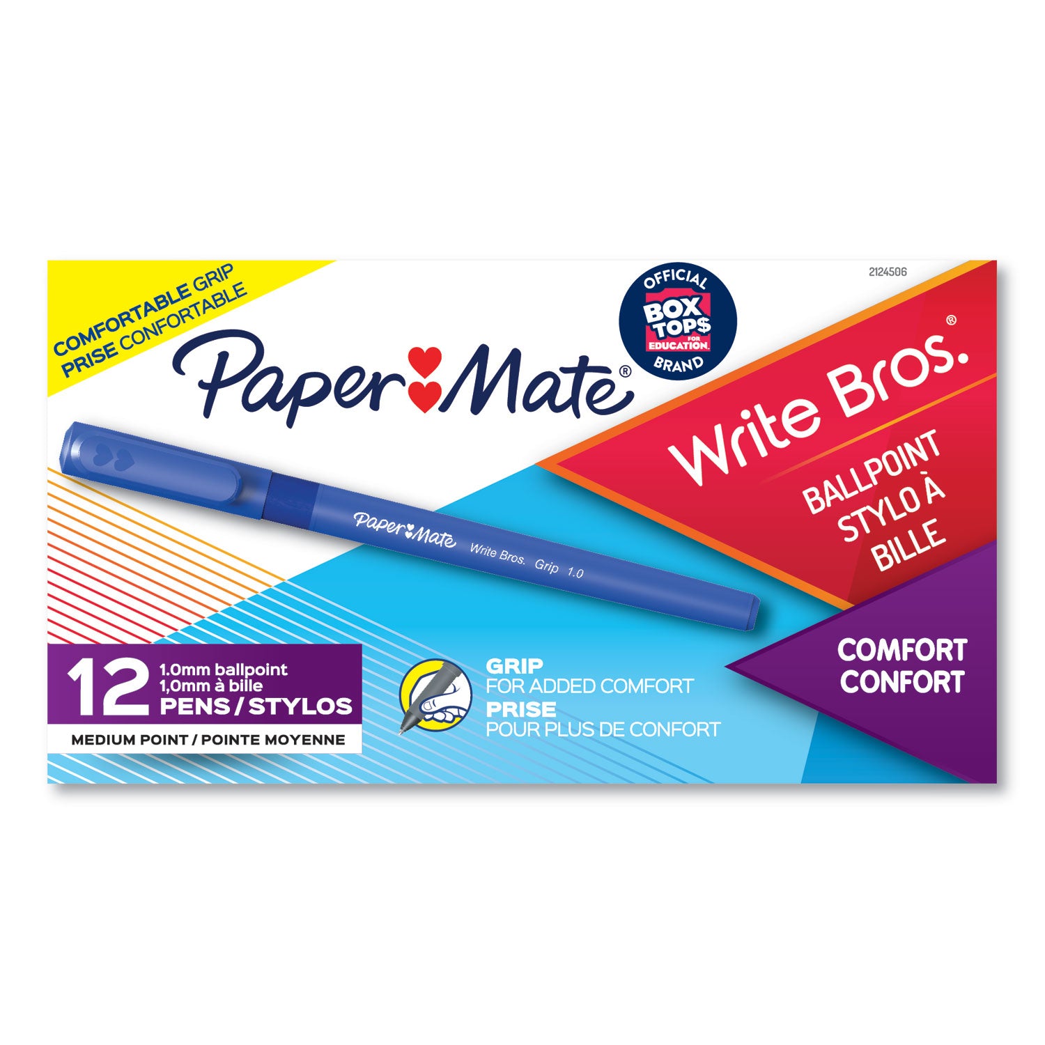 Paper Mate Write Bros. 1.0mm Ballpoint Pen - 1 mm Pen Point - Blue Ink - Blue Barrel - 1 Dozen