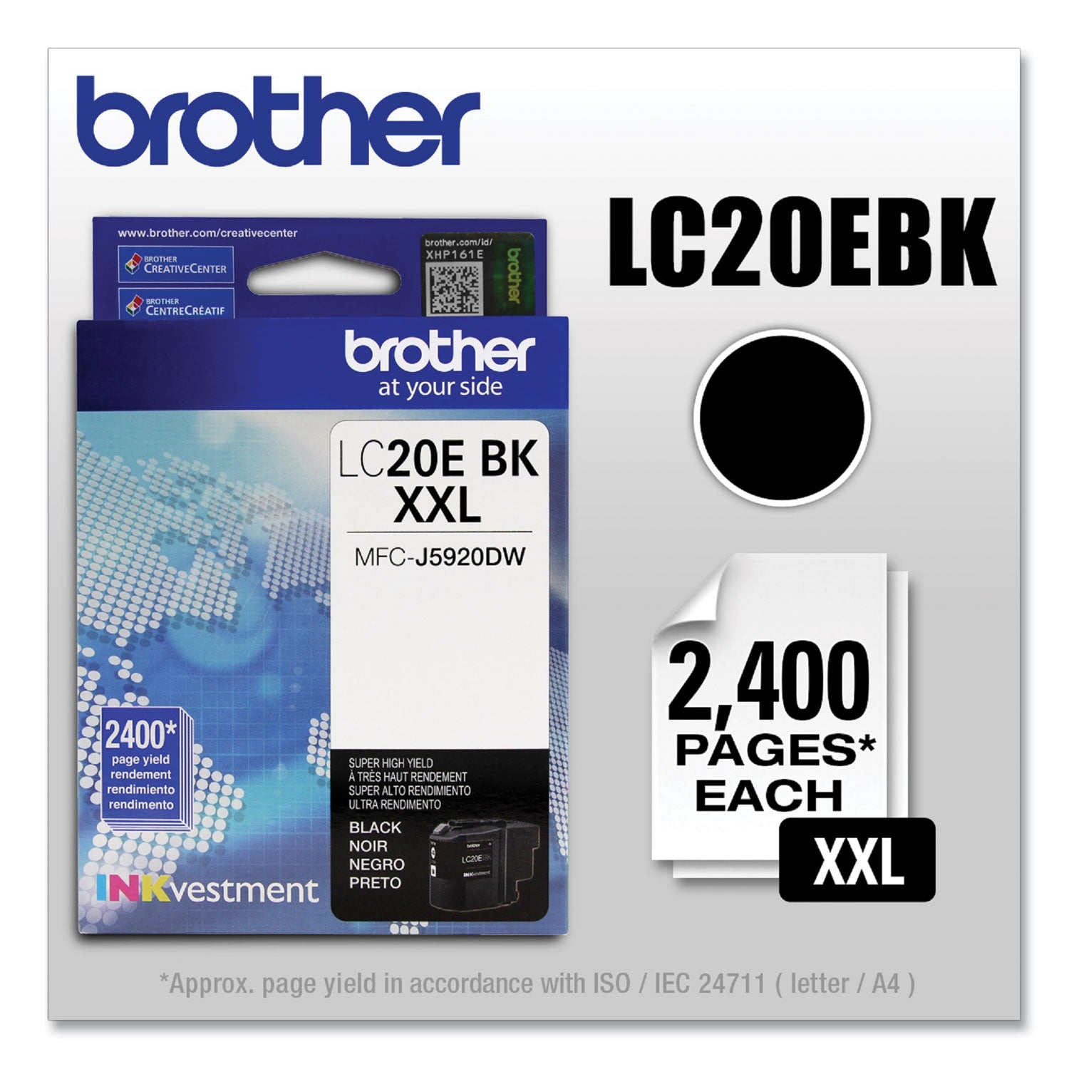 Brother LC-20EBK Inkjet Ink Cartridge - Black - 1 Each