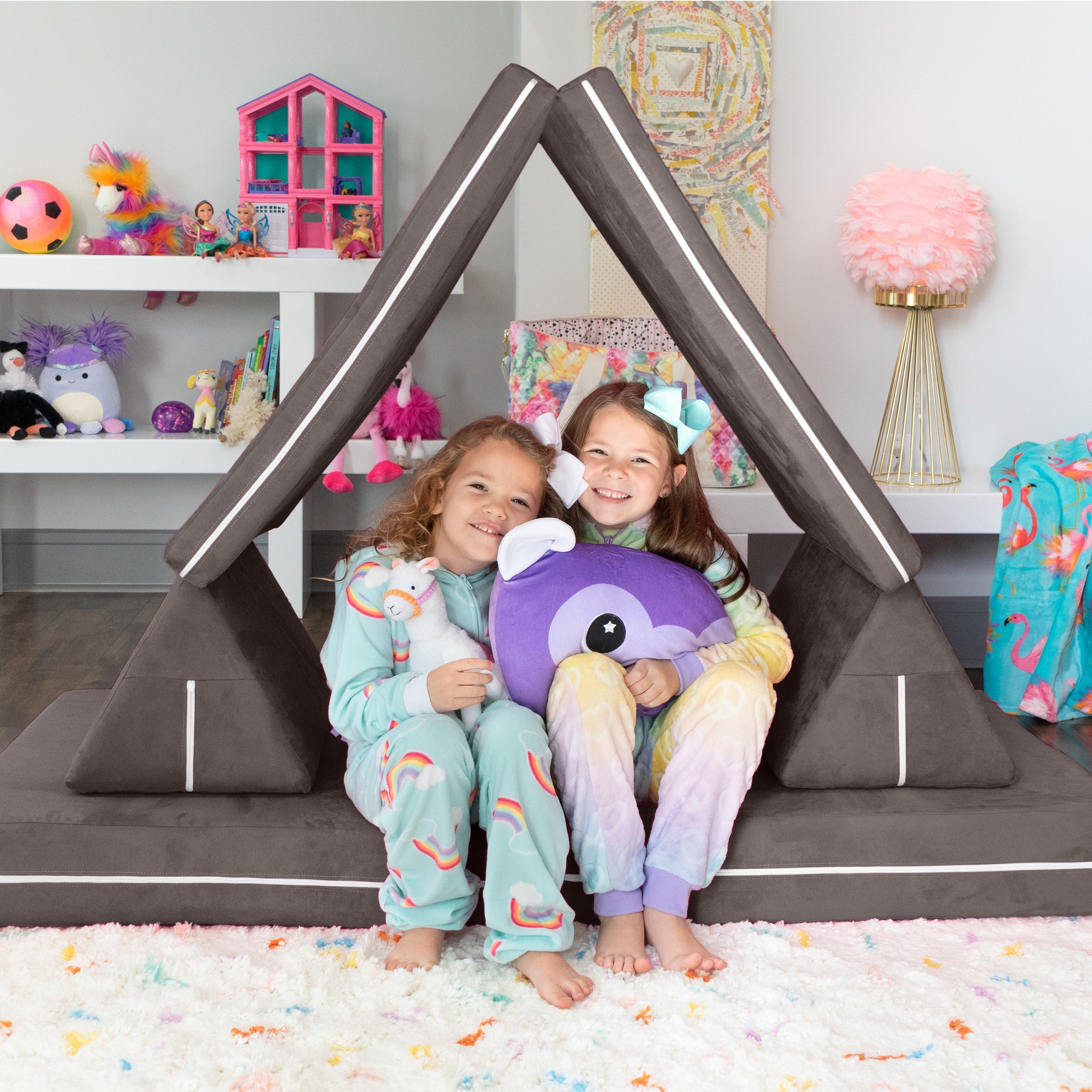 Jaxx Zipline Playscape Imaginative Furniture Playset for Creative Kids, Original Set, Charcoal