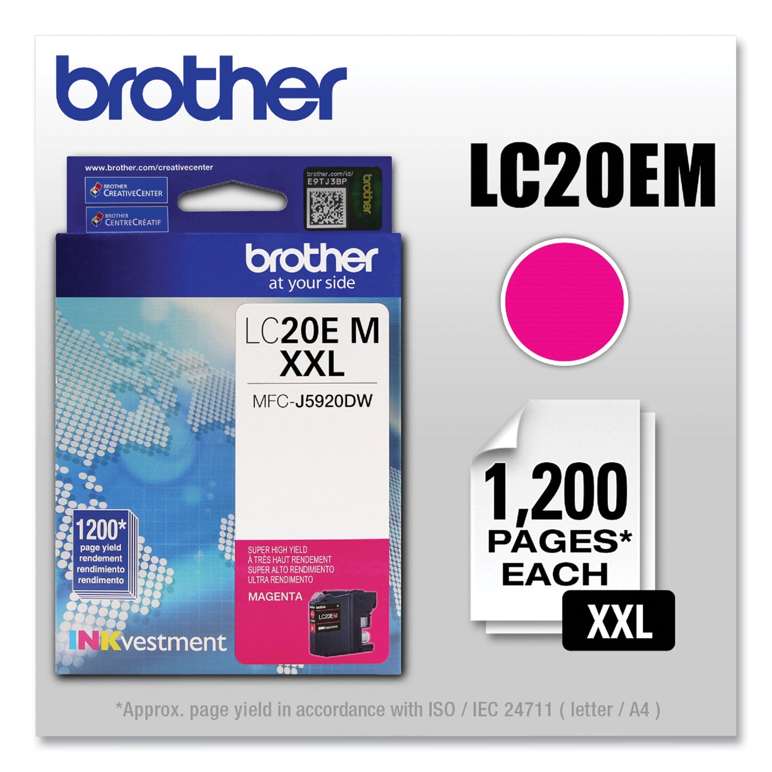 Brother LC-20EM Inkjet Ink Cartridge - Magenta - 1 Each
