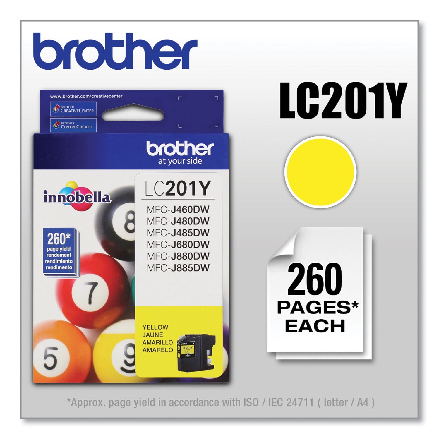 Brother Innobella LC201Y Original Standard Yield Inkjet Ink Cartridge - Yellow - 1 Each