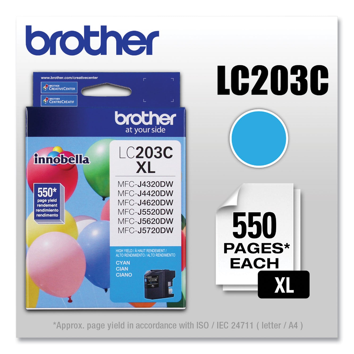 Brother Innobella LC203C High Yield Inkjet Ink Cartridge - Cyan - 1 Each
