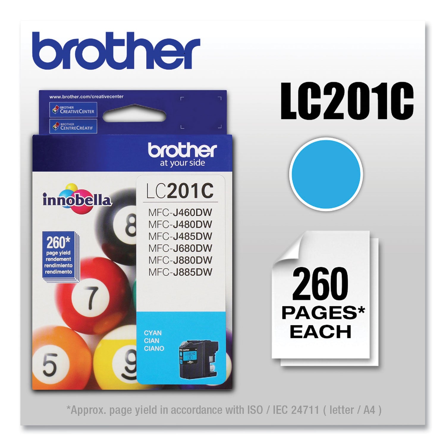 Brother Innobella LC201C Original Standard Yield Inkjet Ink Cartridge - Cyan - 1 Each