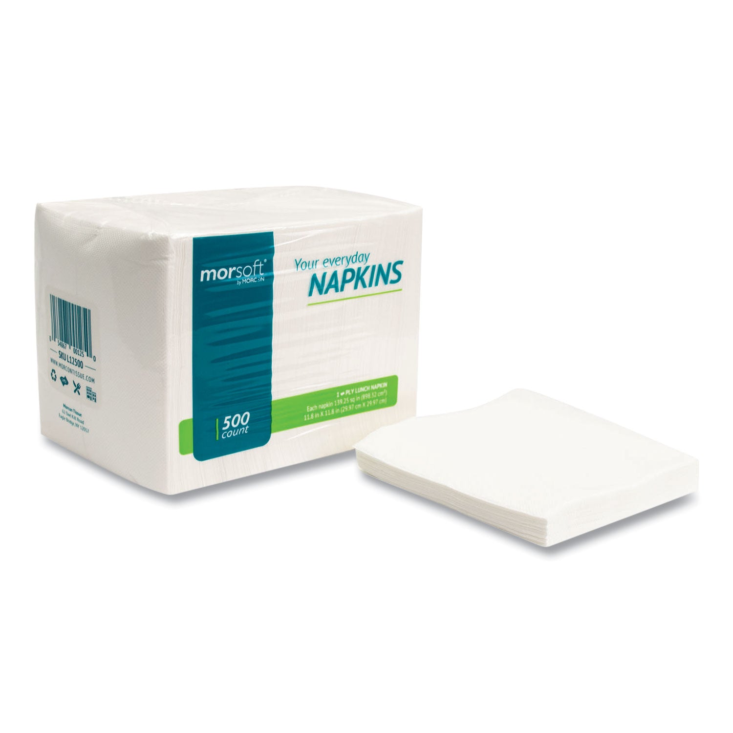 Morsoft 1/4 Fold Lunch Napkins, 1 Ply, 11.8" X 11.8", White, 6,000/carton