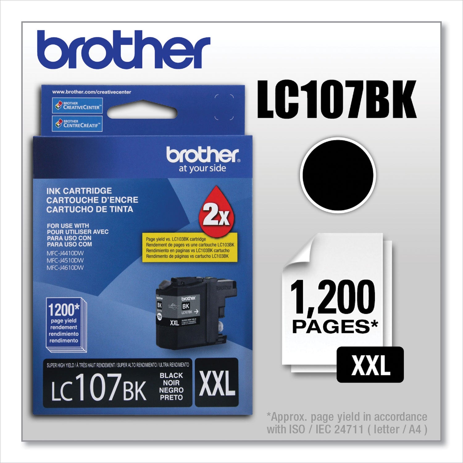 Brother Innobella LC107BK Original High Yield Inkjet Ink Cartridge - Black - 1 Each