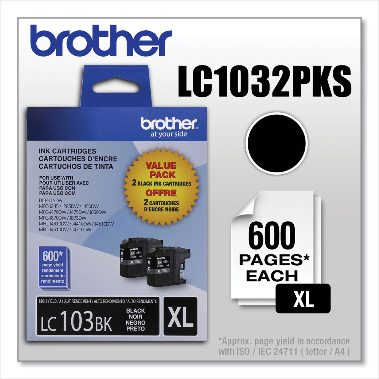 Brother Innobella LC1032PKS Original High Yield Inkjet Ink Cartridge - Black - 2 / Pack