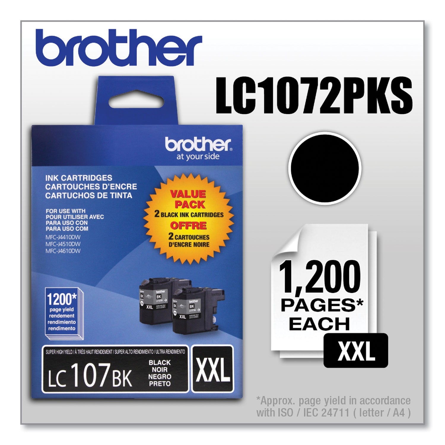 Brother Innobella LC1072PKS Original High Yield Inkjet Ink Cartridge - Black - 2 / Pack