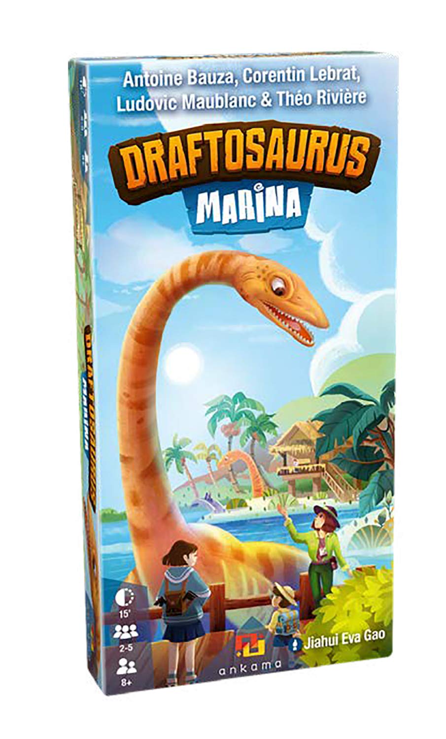 Ankama Draftosaurus: Marina - Add New Dino-meeples to Your Park, New Ways to Score Points, Play with or without Aerial Show Expansion | 2-5 players, 15-20 mins, Ages 8 & Up