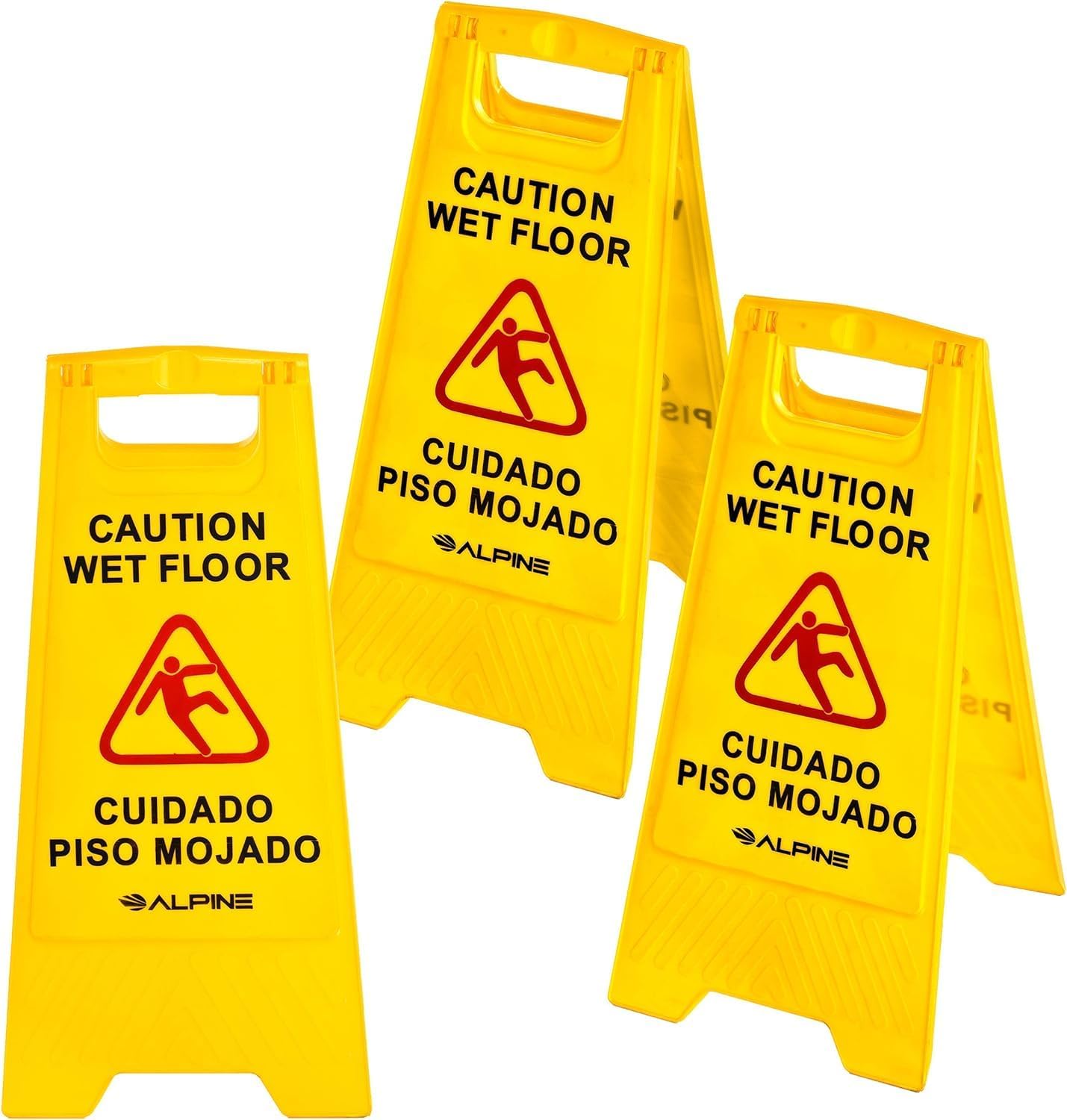 Alpine Industries 24 Caution Wet Floor Sign , Pack of 3