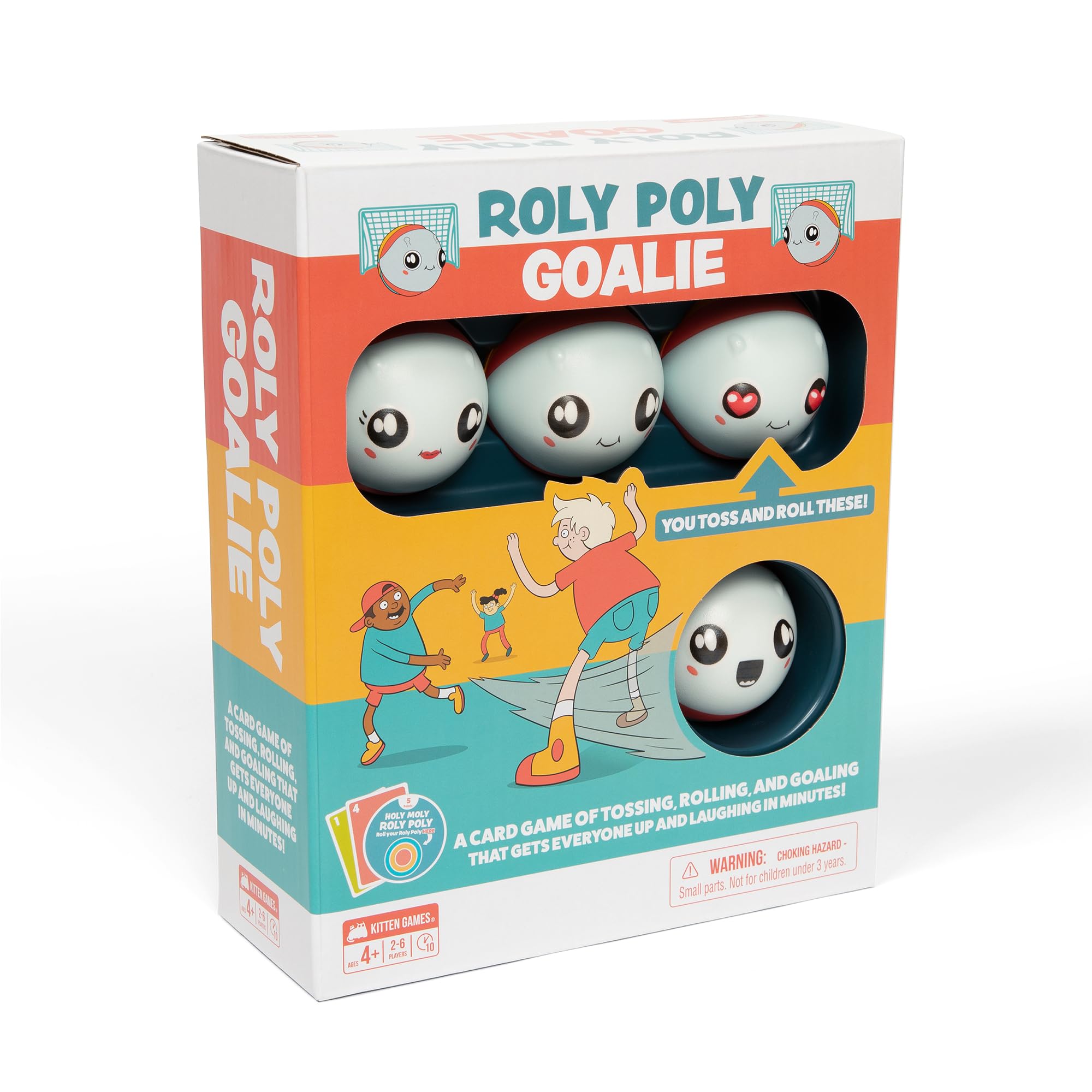 Exploding Kittens Roly Poly Goalie 2-6 Players- Ages 4+-10 Minutes to Play-Card Game for Kids-Active Play Game- Perfect Family Card Game for Game Night