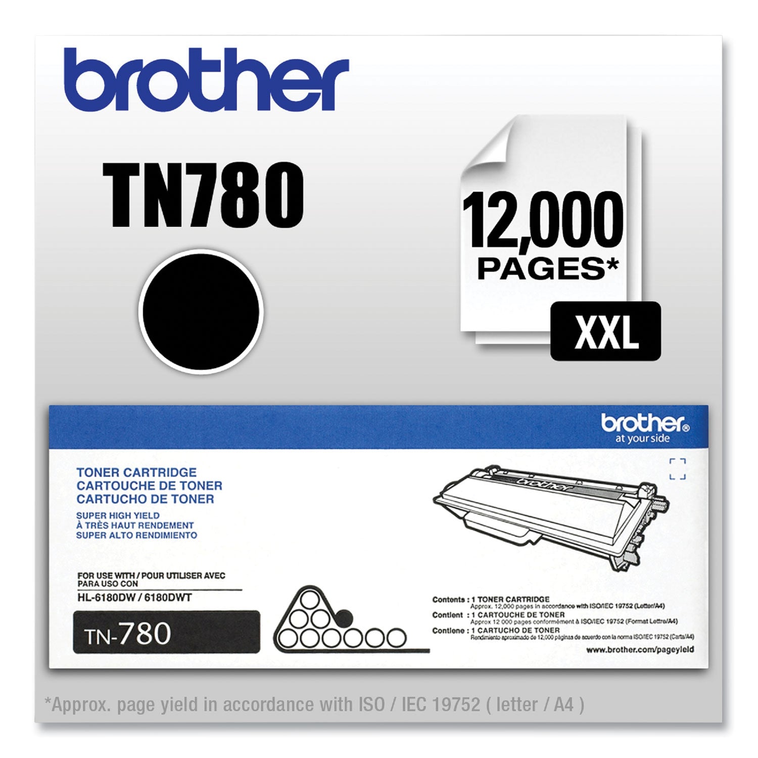 Brother TN-780 Original High Yield Laser Toner Cartridge - Black - 1 Each