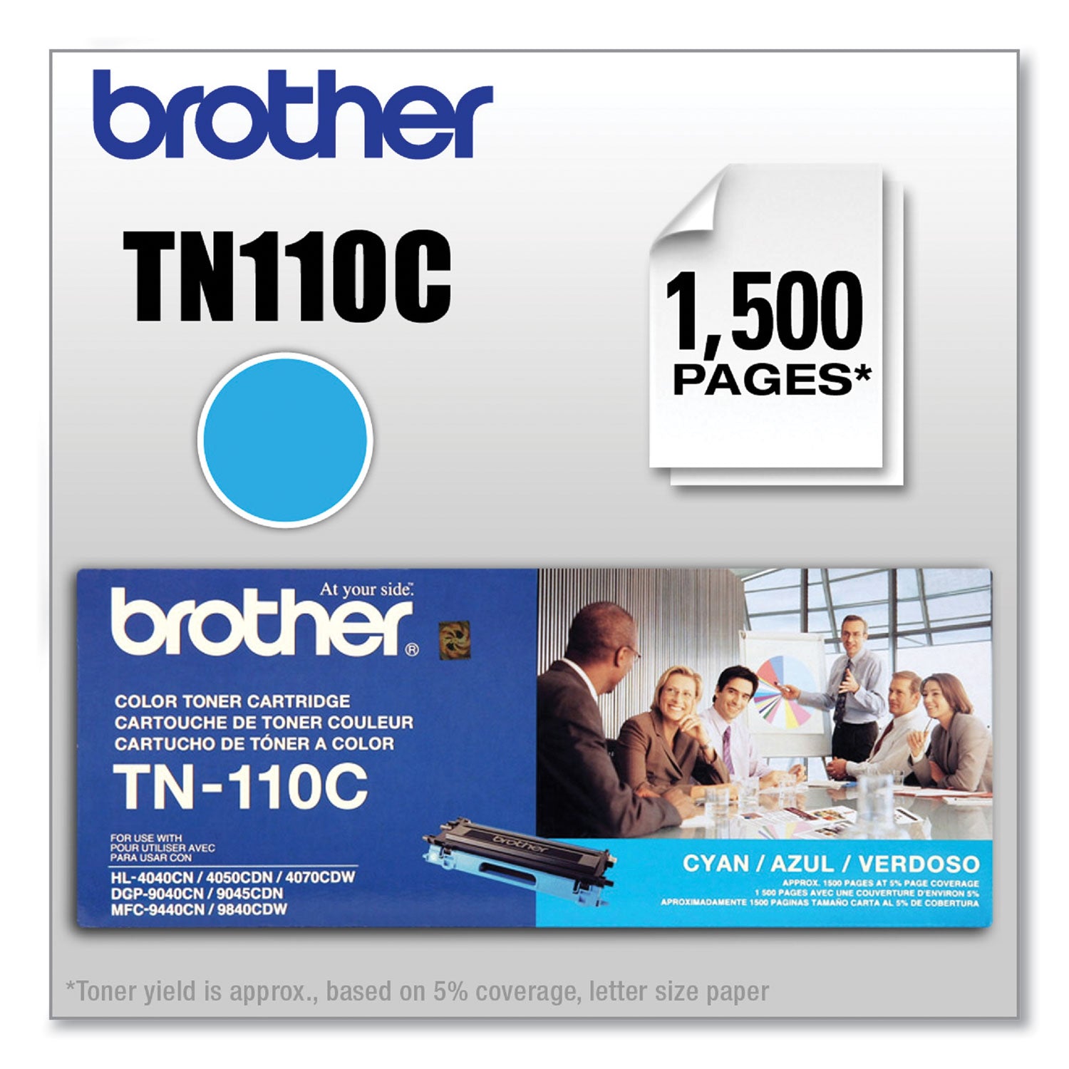 Brother TN110C Original Laser Toner Cartridge - Cyan - 1 Each