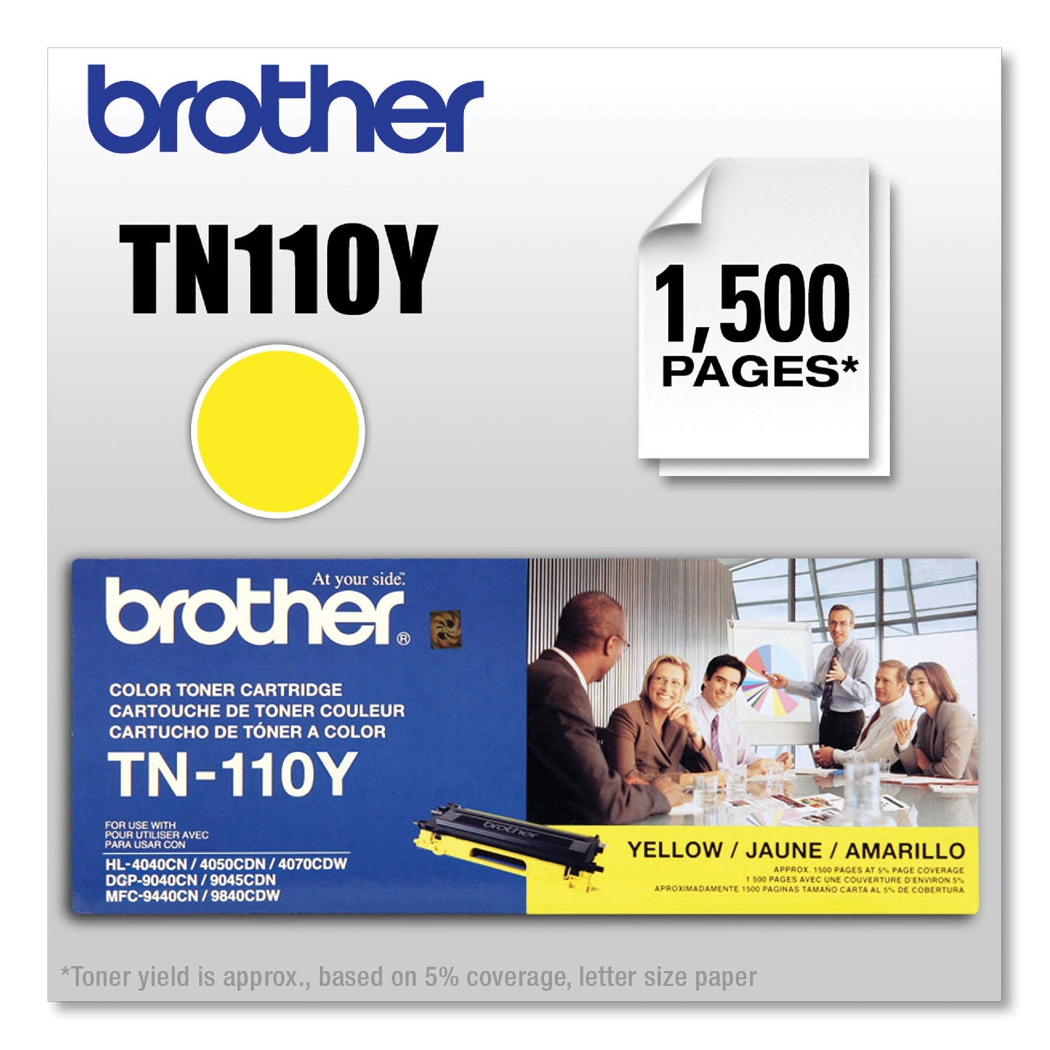 Brother TN110Y Original Laser Toner Cartridge - Yellow - 1 Each